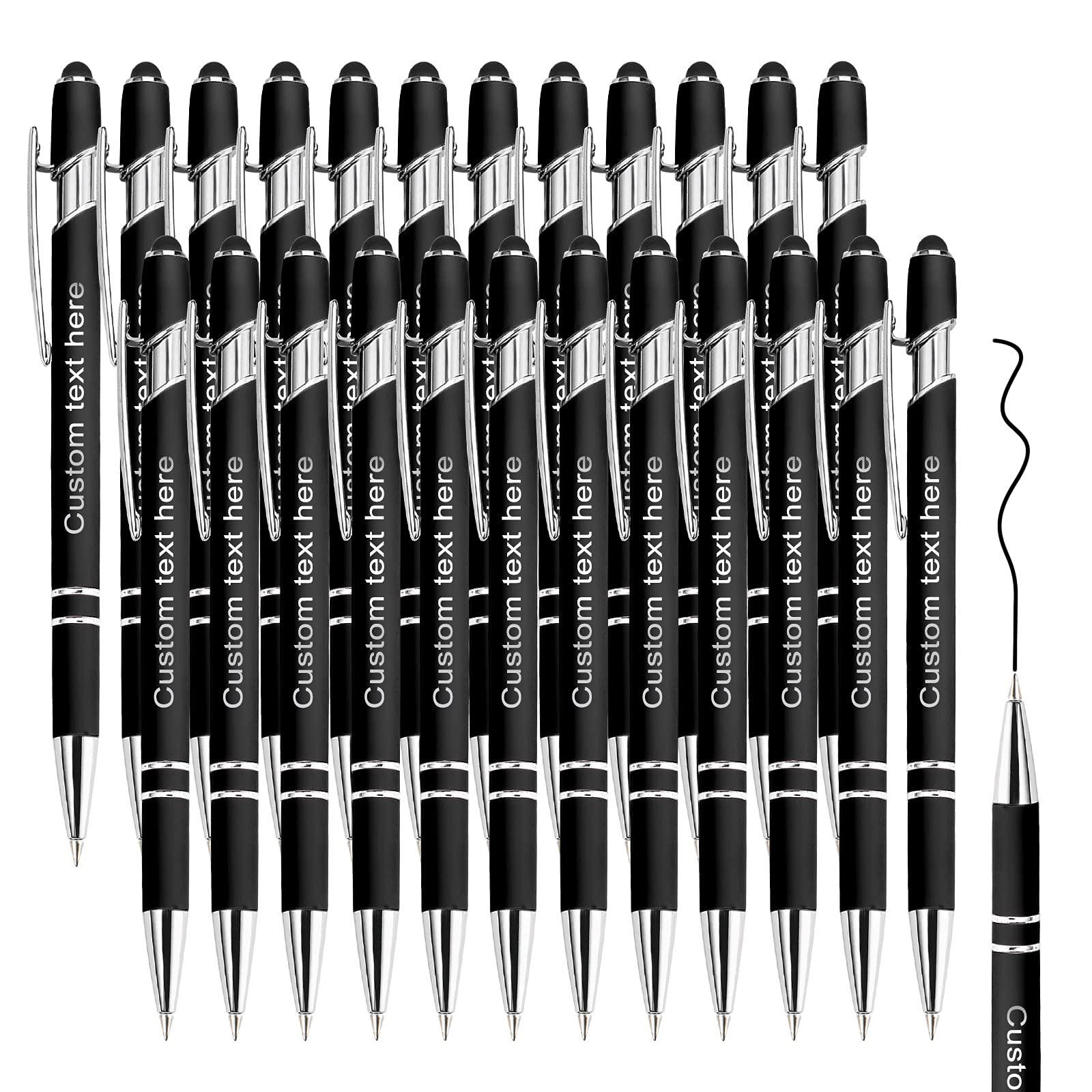 Custom Engraved Ballpoint Pens with Stylus - Personalized Bulk Pens for Business, Wedding & Graduation Gifts (12/24/48/96 PCS, Black Ink) - Perfect for Corporate Events, Promotional Giveaways & Special Occasions