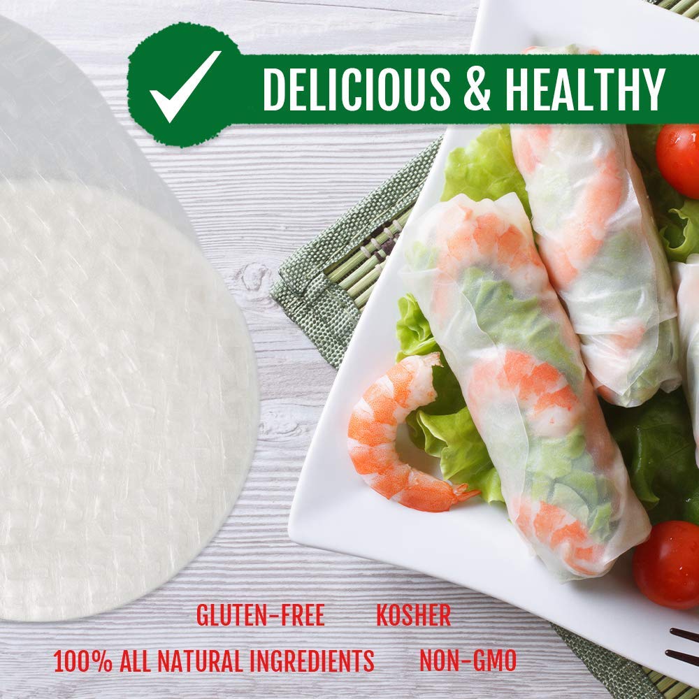Premium Round White Rice Paper Wraps 3-Pack | Non-GMO, Gluten-Free, Vegan & Paleo Friendly | Perfect for Spring Rolls, Dumplings & Asian Cuisine | Kosher Certified for Passover Kitniyot | Ideal for Home Cooking, Meal Prep & Healthy Snacking
