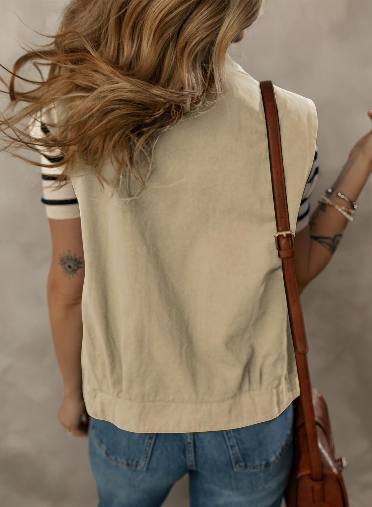 Dokotoo Women's Lightweight Button-Down Vest - Lapel Collar Sleeveless Jacket with Elastic Hem | Spring & Fall Outerwear | Casual, Office & Outdoor Wear