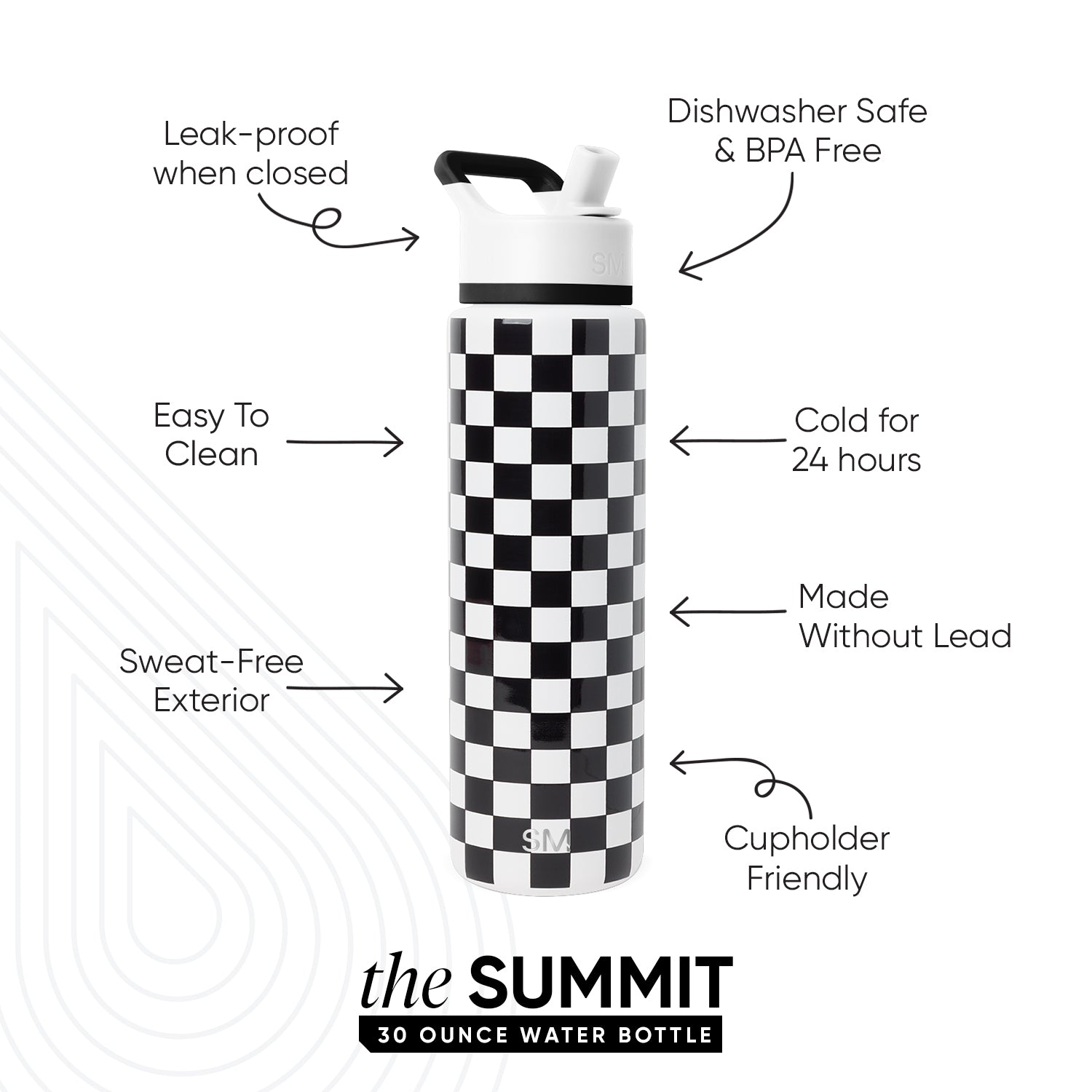 Summit Insulated Water Bottle with Straw Lid - Leakproof & BPA Free - Perfect for Gym, Hiking & Outdoor Activities