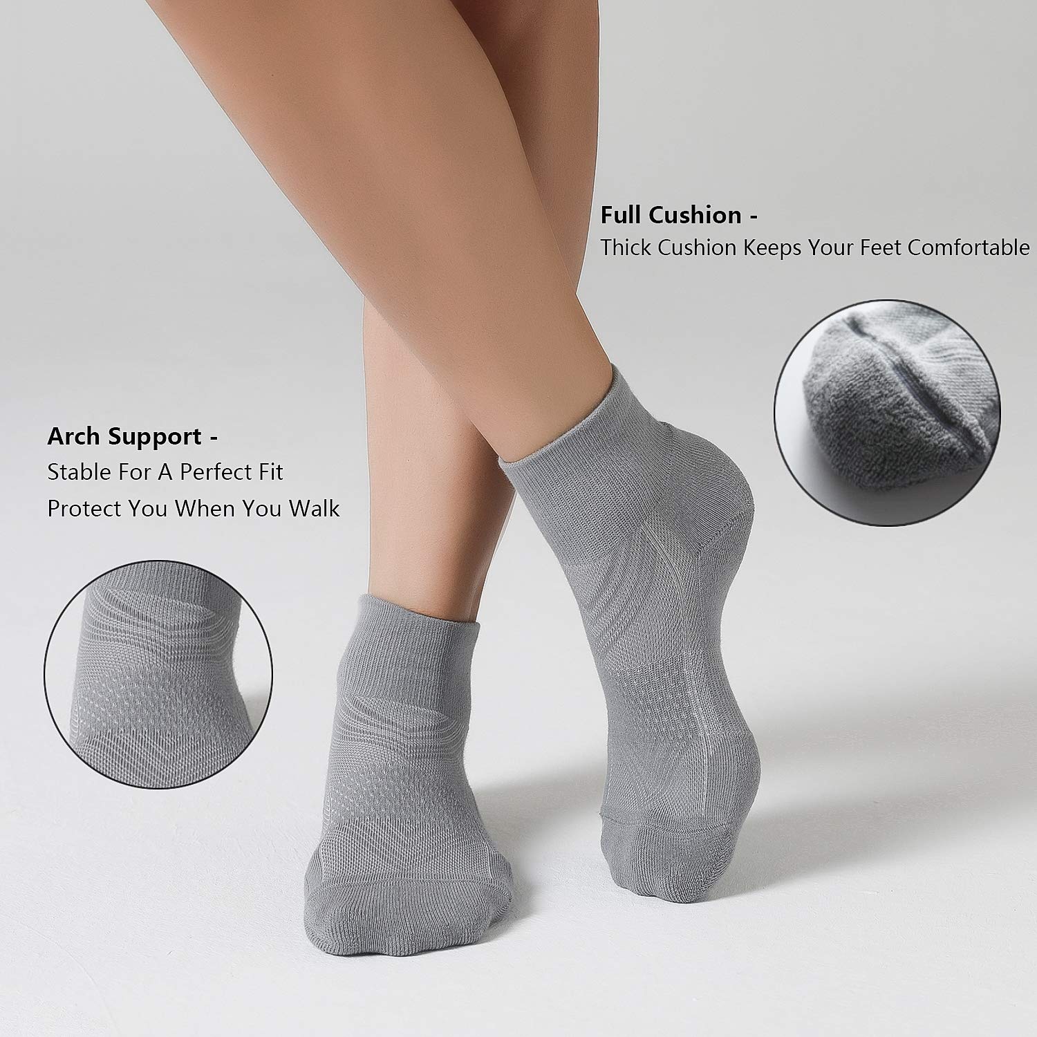 CS CELERSPORT 6 Pairs Women's Running Ankle Socks - Breathable Athletic Sports Socks with Cushioning for Jogging, Gym & Workout - Comfortable Non-Slip Performance Socks for Women