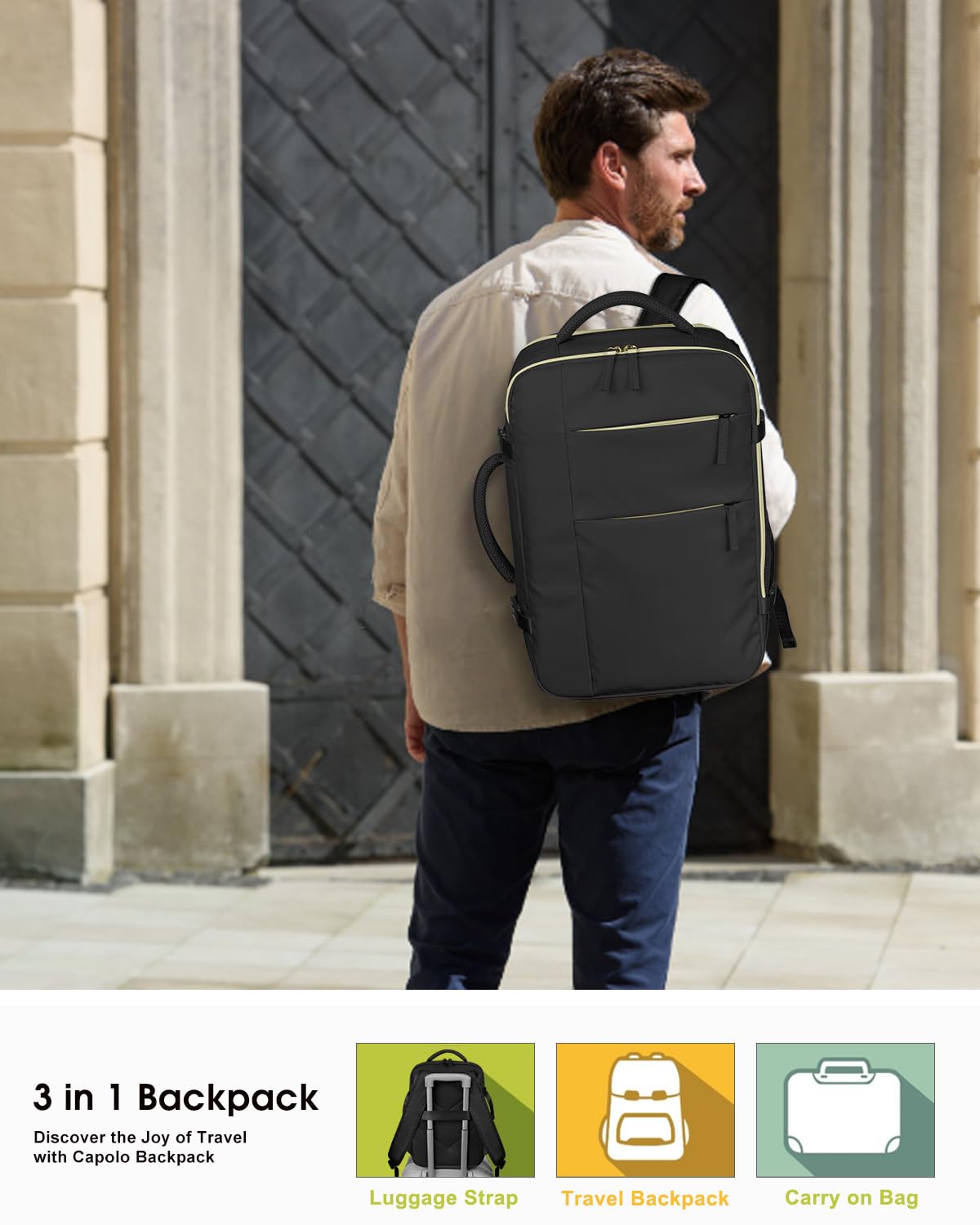 Waterproof Travel Backpack for Women & Men - Airline Approved Carry On Laptop Backpack Fits 15.6 Inch Computer - Business, Work & Travel Bookbag (Black) | Perfect for Commuting, Business Trips & Weekend Getaways