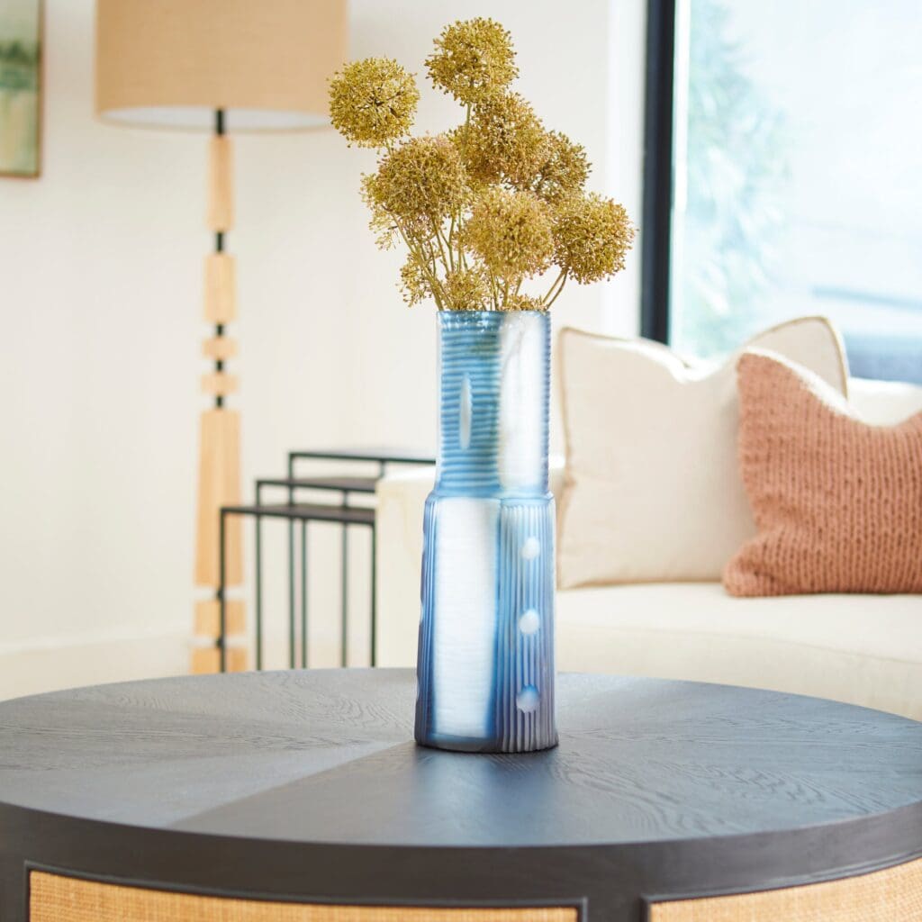 Cyan Design 11101 Olmsted Vase - Large Blue Ceramic Vase for Home Decor, Centerpiece, Wedding, Living Room & Dining Table Decor