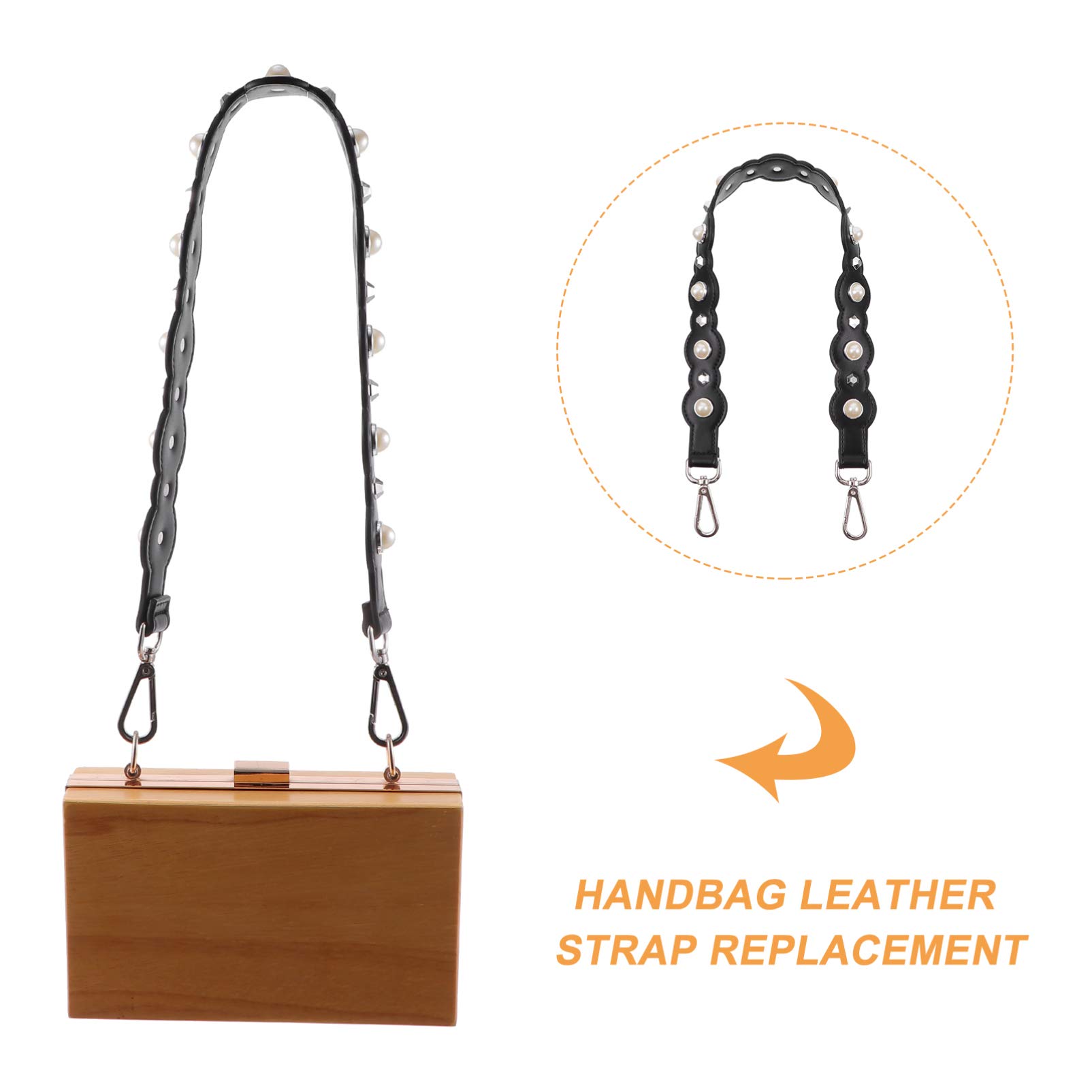 KESYOO Genuine Leather Pearl Handbag Strap - Adjustable Beaded Purse Strap for Women, Crossbody Bag Sling, Soft Leather Messenger Chain Handle (Perfect for Daily Use, Parties & Travel)