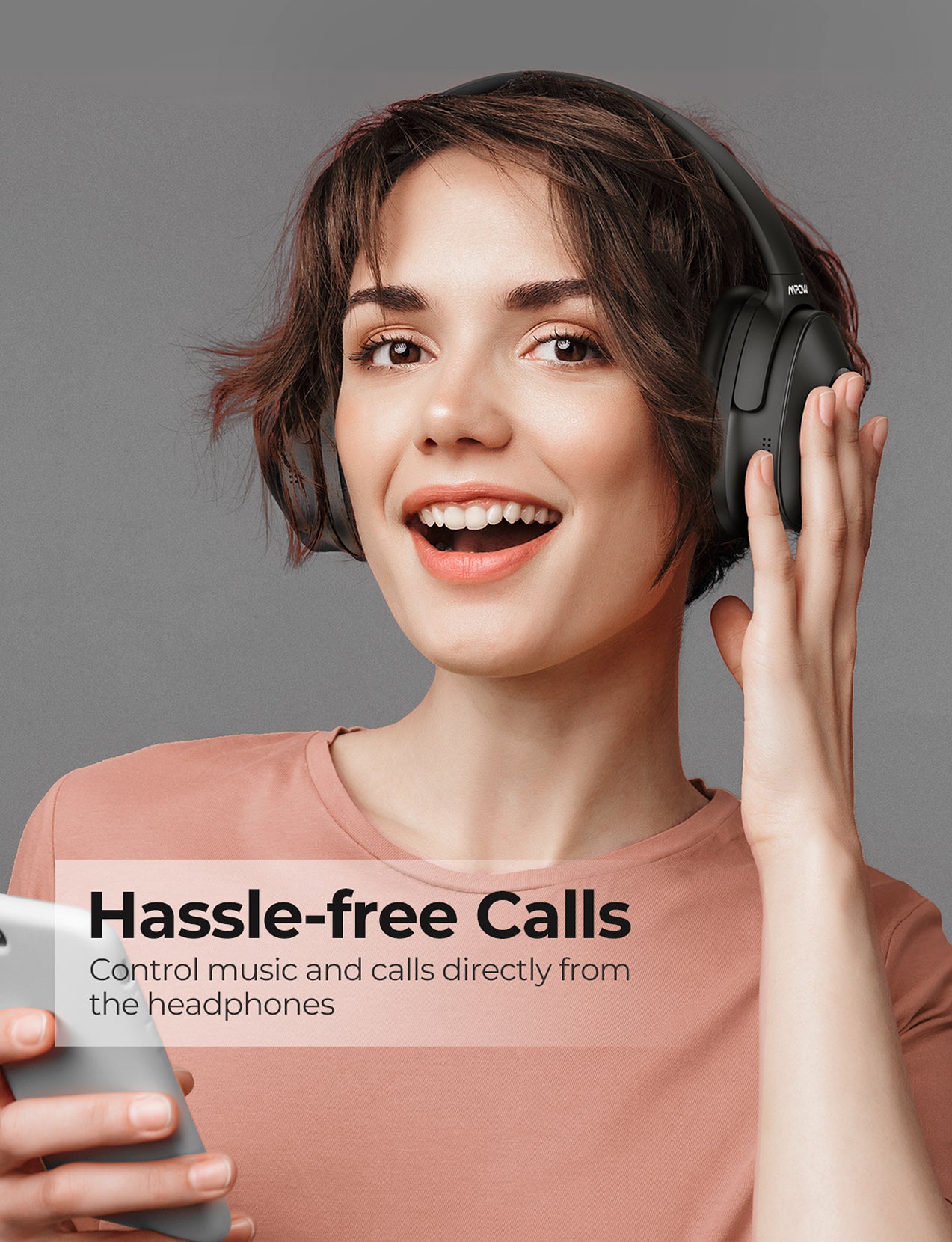 Mpow H12 Wireless Bluetooth Headphones with Active Noise Cancelling, Hi-Fi Sound, 30H Playtime - Perfect for Travel, Office & Commuting (Black)