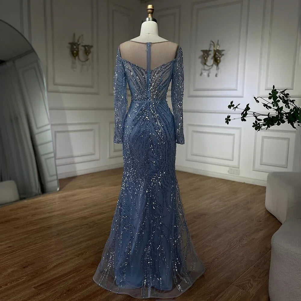 Elegant Beaded Pearl Mermaid Evening Gown for Women - Luxury Dubai Arabia Style Wedding & Party Dress 2025 | Perfect for Formal Events, Galas & Special Occasions