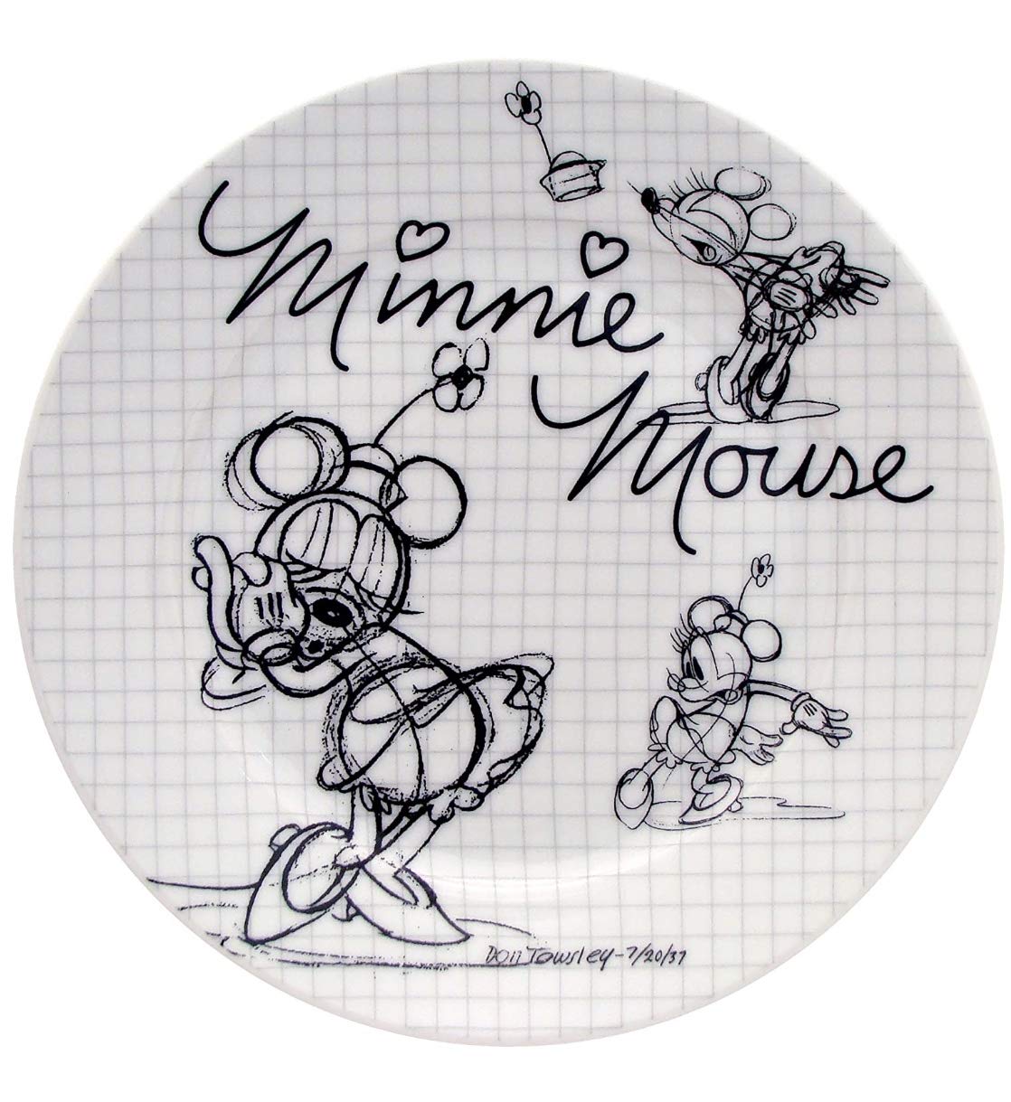 Disney Sketchbook Minnie Mouse Salad Plates - Set of 4, Official Licensed Dinnerware for Kids & Adults - Perfect for Birthday Parties, Picnics & Disney Themed Events