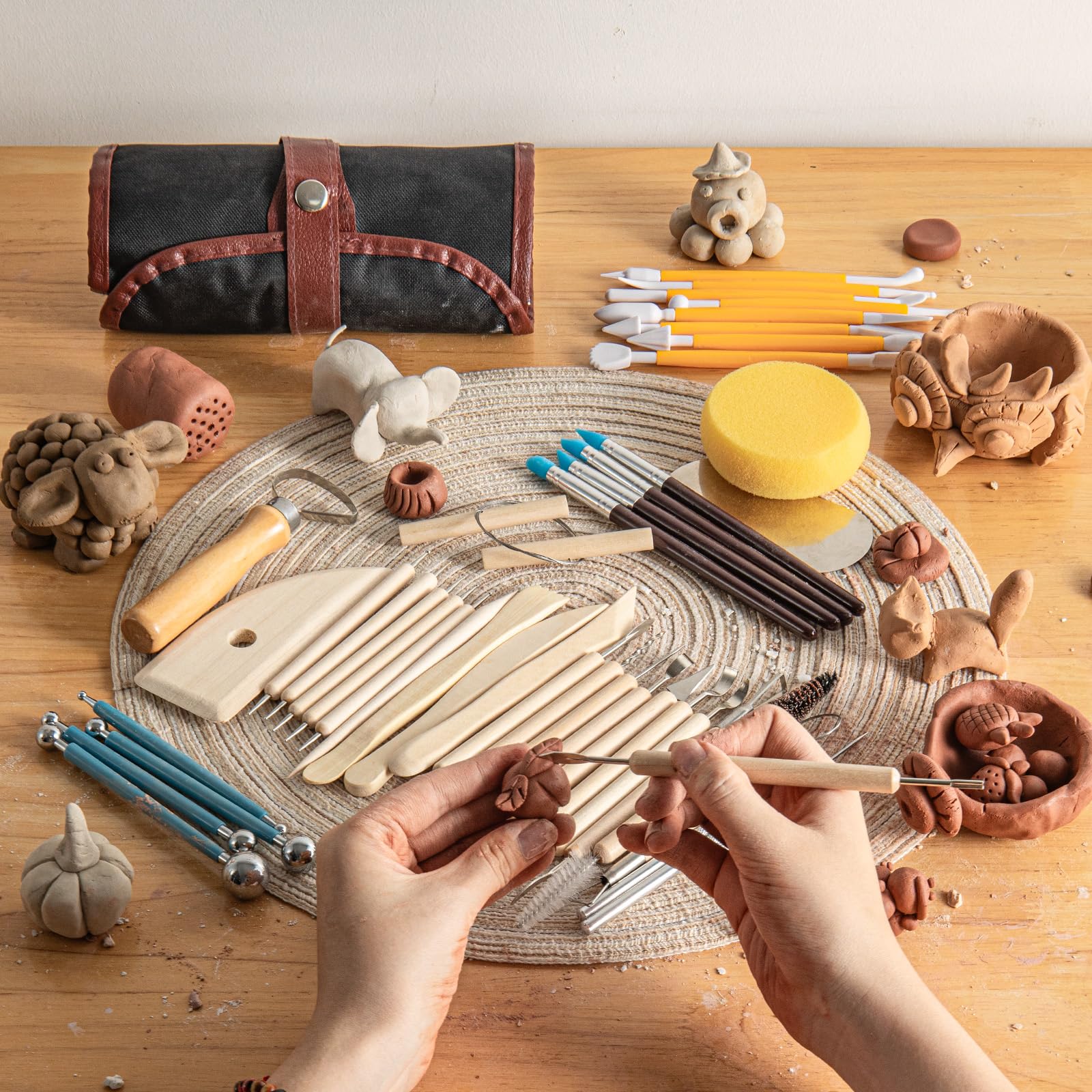 48PCS Pottery Sculpting Tools Kit - Professional Clay Carving & Ceramic Modeling Tools for Pottery Kiln, Polymer Clay Trimming - Perfect for Beginners, Adults & Artists - Great for DIY Crafts, Home Decor & Pottery Classes