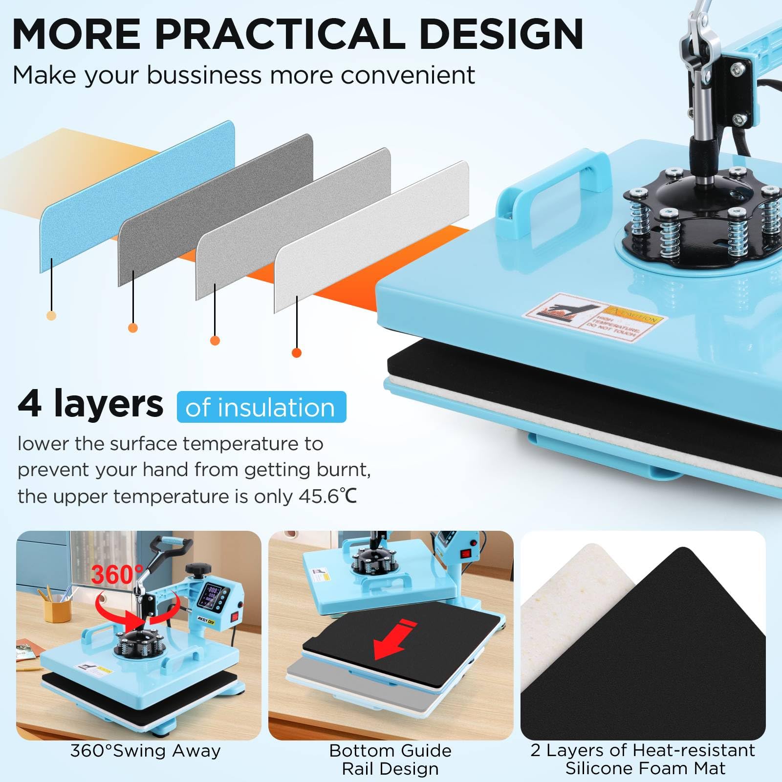 WHUBEFY 15x15 Inch Heat Press Machine - 8-in-1 Digital Sublimation Transfer Press with 30oz Tumbler Attachment for T-Shirts, Mugs, Caps & Plates (1400W) | Perfect for DIY Crafts, Custom Apparel & Small Business Printing