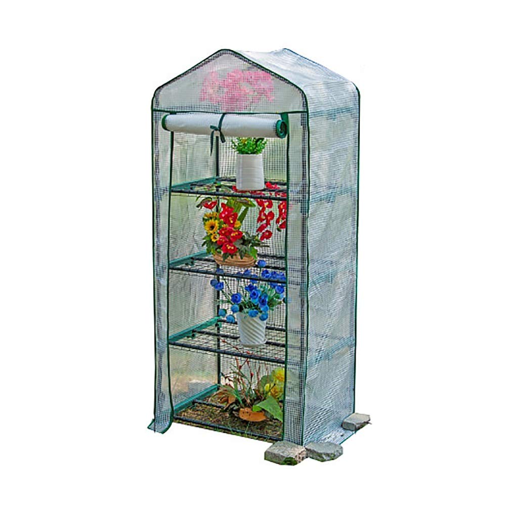 4-Tier Mini Greenhouse with Wheels - Waterproof & UV-Resistant PVC/PE Cover for Indoor/Outdoor Plants - Portable Multi-Layer Garden Greenhouse Kit with Iron Stand (Color: D1) - Perfect for Seedlings, Herbs & Small Plants in Backyards, Balconies & Patios