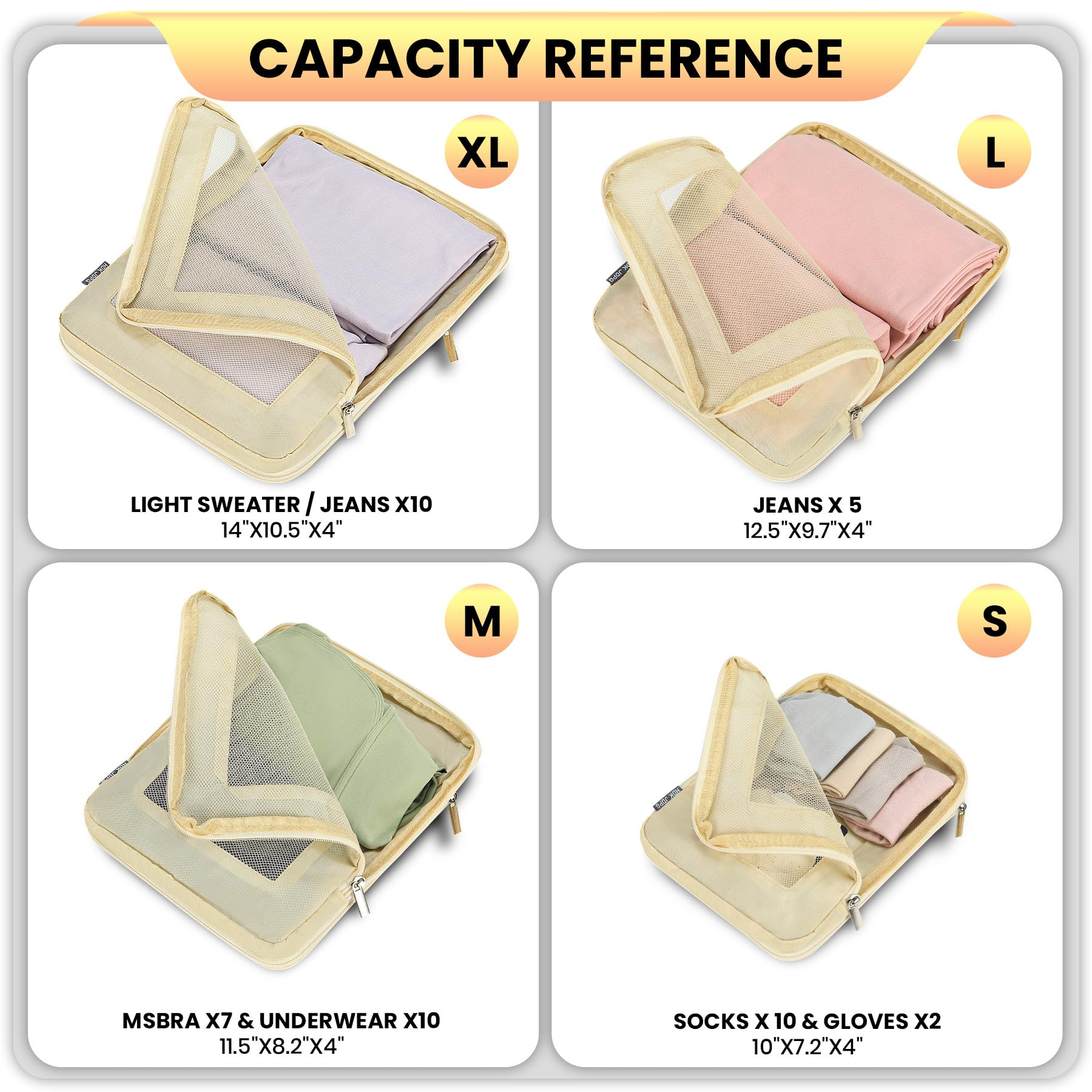 4-Piece Compression Packing Cubes Set - Ultralight Mesh Travel Organizers for Suitcases, Space-Saving Luggage Storage for Women | Perfect for Business Trips, Vacations & Weekend Getaways