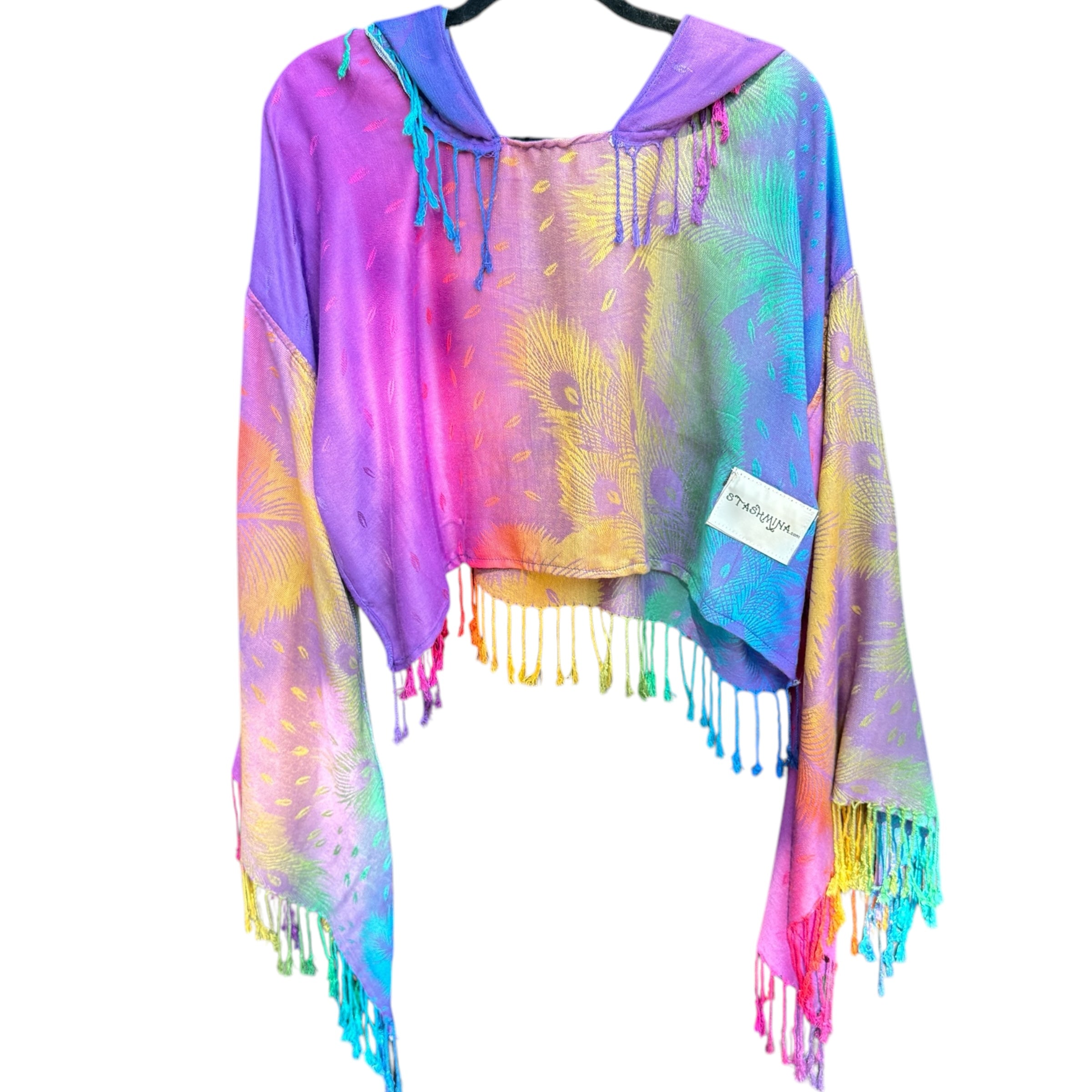 Butterfly Bell Pashmina Shawl Wrap - Purple Peacock Print Elegant Scarf for Women, Perfect for Parties, Weddings, and Evening Outings
