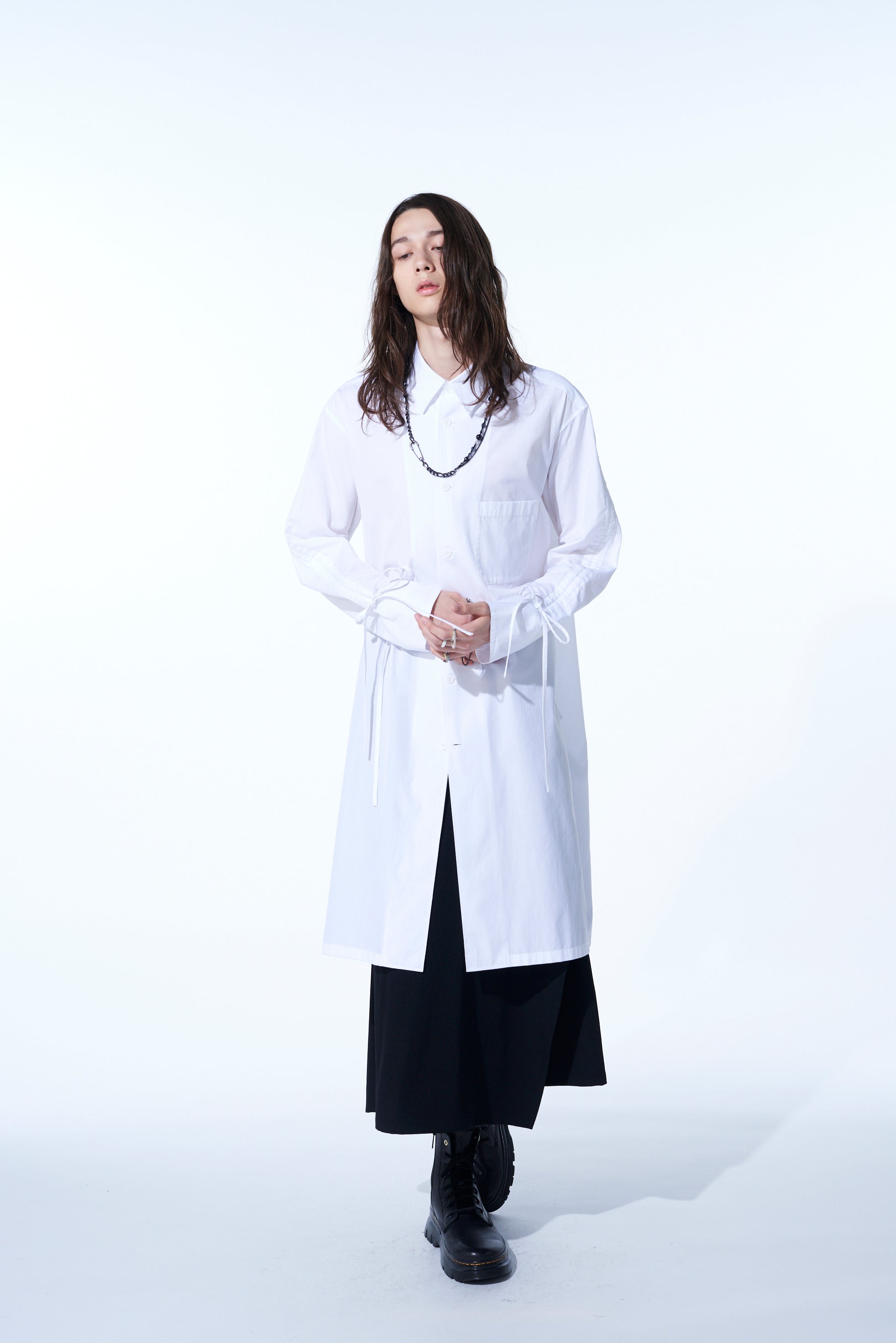 Oversized Long Cotton Broadcloth Shirt with Gathered Strings - Casual Loose Fit Button Down Tunic Top for Women | Perfect for Layering, Beach Cover-Up & Boho Outfits