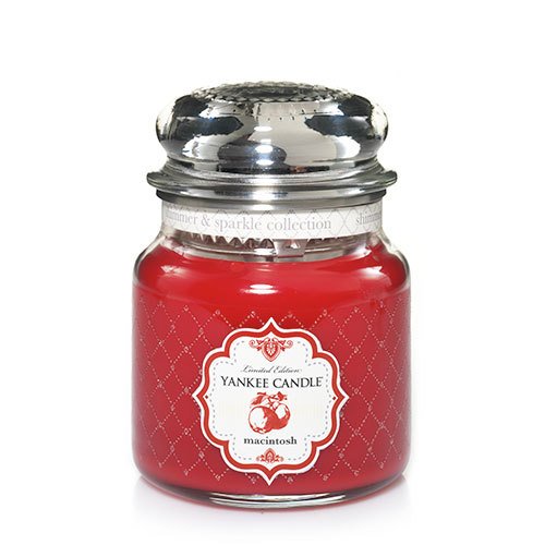 Yankee Candle Macintosh Shimmer & Sparkle Medium Jar Candle - Long-Lasting Scented Candle for Home, Office, and Relaxation