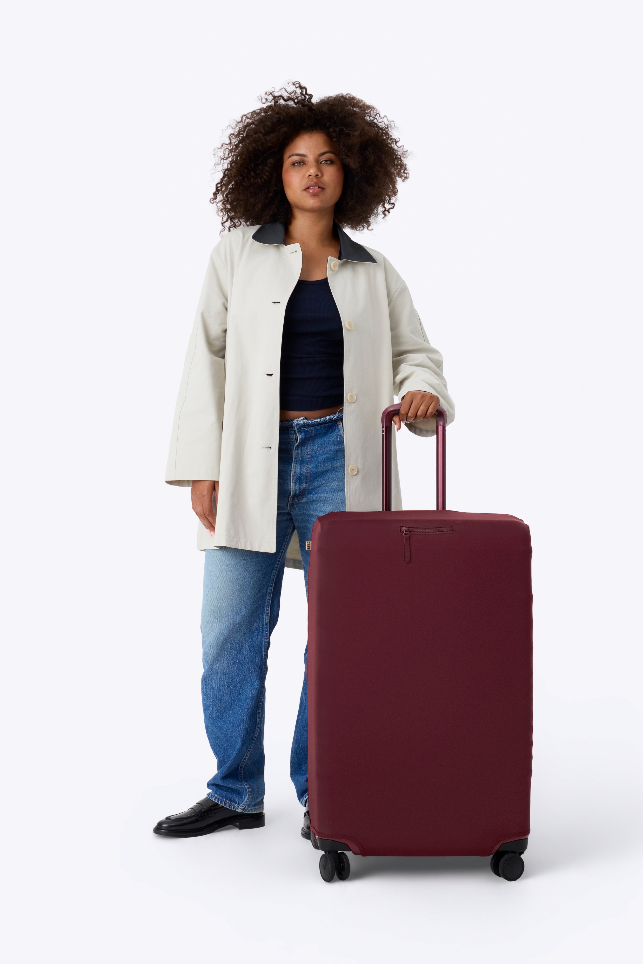 Premium Burgundy Large Check-In Luggage Cover - Durable Suitcase Protector for Travel, Airplane & Vacation Use