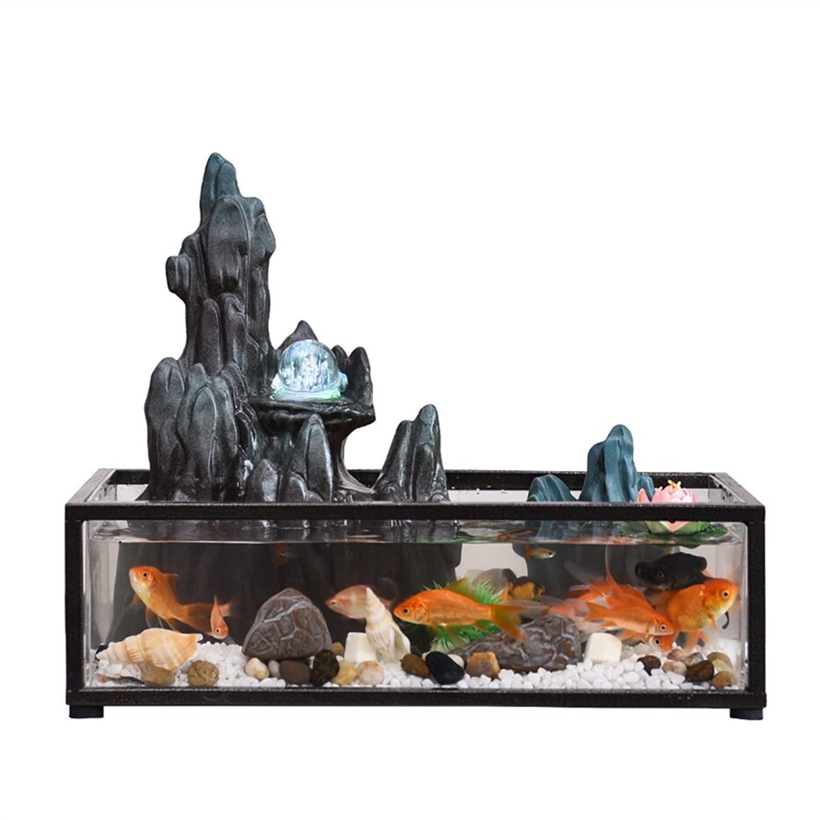 Luckxuan Indoor Water Fountain - Relaxing Tabletop Waterfall for Home, Office, Bedroom | Zen Meditation Decor, Aquarium & Desk Decoration | Perfect for Stress Relief, Yoga Spaces & Feng Shui