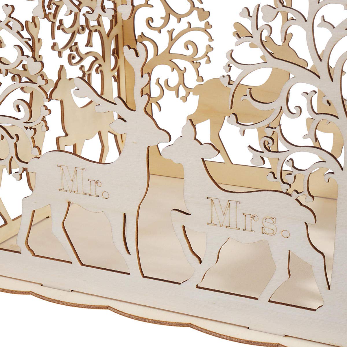 Elegant Wooden Deer Wedding Card Box with Lock - Perfect for Wedding, Birthday, Anniversary Gifts & Money Storage - Romantic Home Decor for Special Occasions