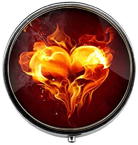 Art Nouveau Burning Heart Love Flame Pill Box - Candy & Jewelry Storage, Beautiful Gift for Valentine's Day, Anniversary & Romantic Occasions