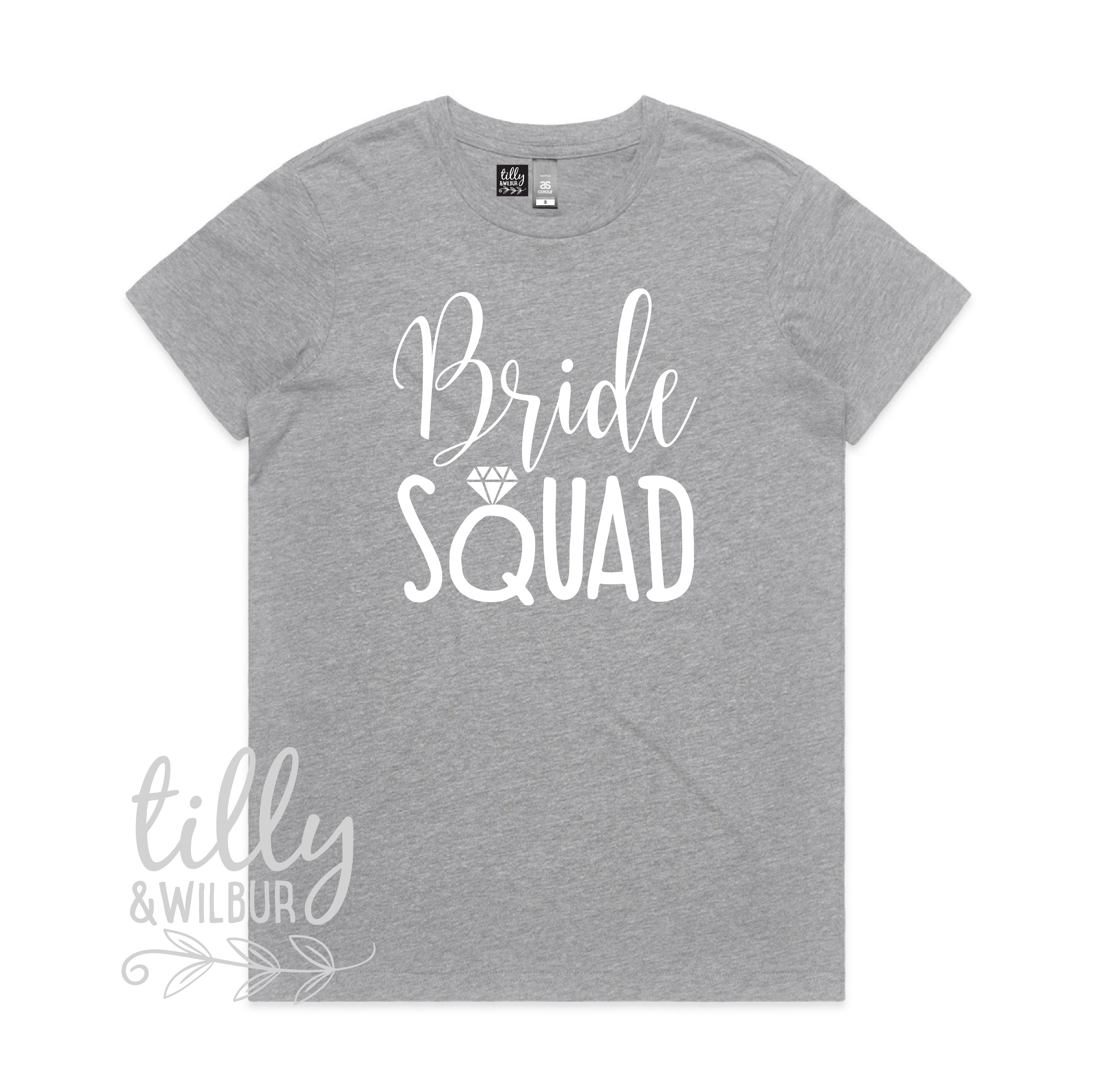 Bride Squad Women's T-Shirt - Comfortable Cotton Crewneck Tee for Bachelorette Parties & Bridal Showers - Perfect Bridesmaid Gift & Girls Trip Outfit