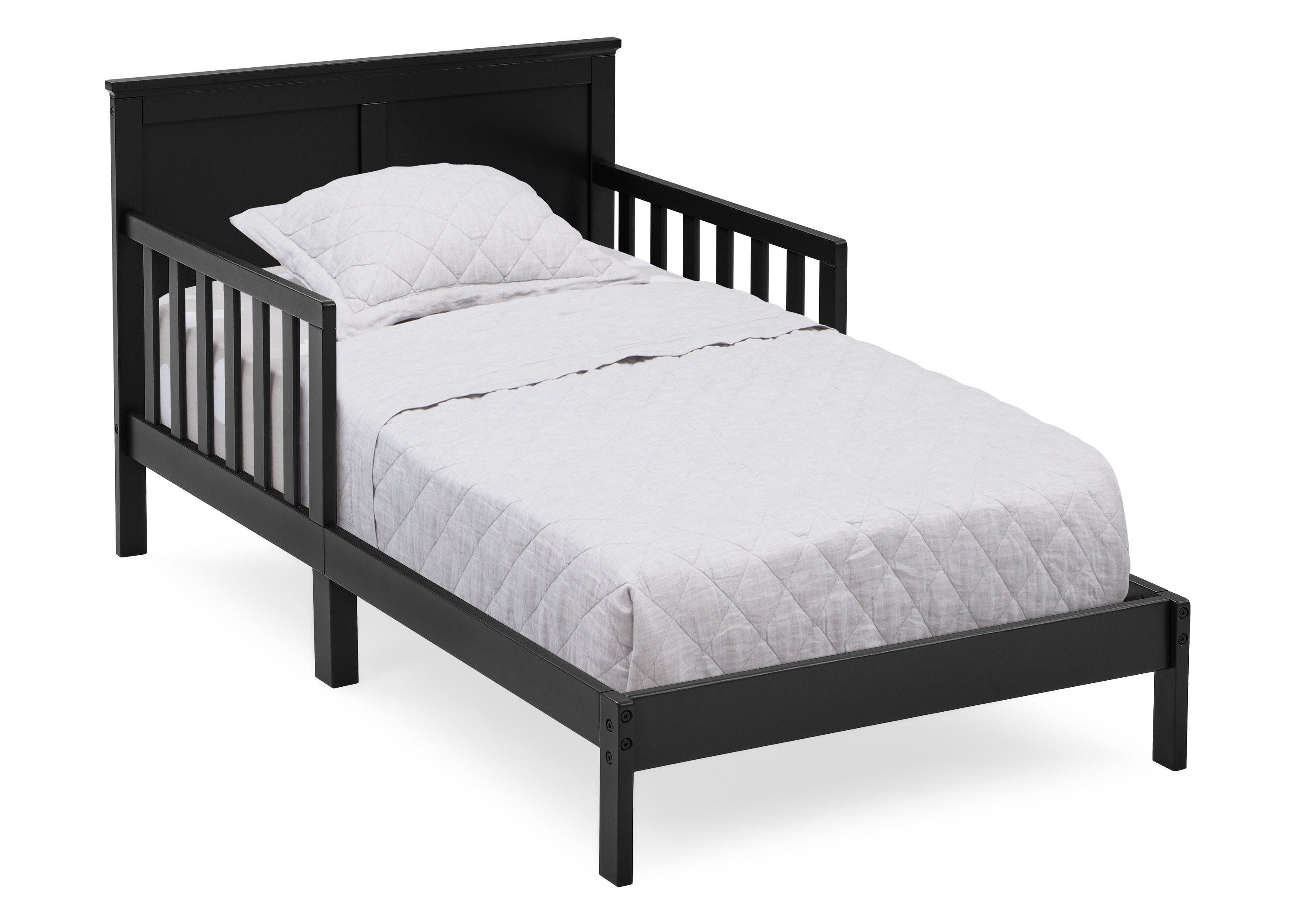 Collins Wood Toddler Bed - Solid Pine Wood Frame, Convertible Safety Rail, Non-Toxic Finish - Perfect for Nursery, Daycare & First Big Kid Bed Transition