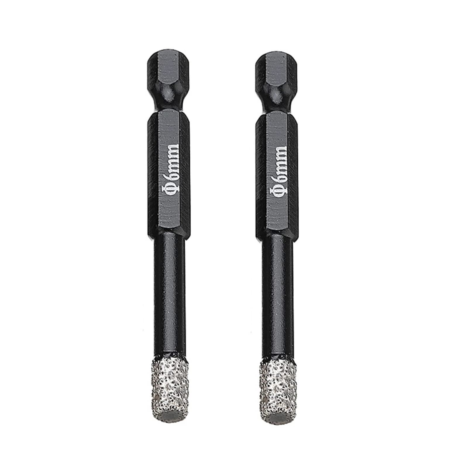 2-Pack NUSHKI 6mm Hex Shank Vacuum Brazed Diamond Drill Bits - Dry Hole Saw for Granite, Marble, Ceramic Tile & Glass - Perfect for DIY Home Renovation and Stone Countertop Installation