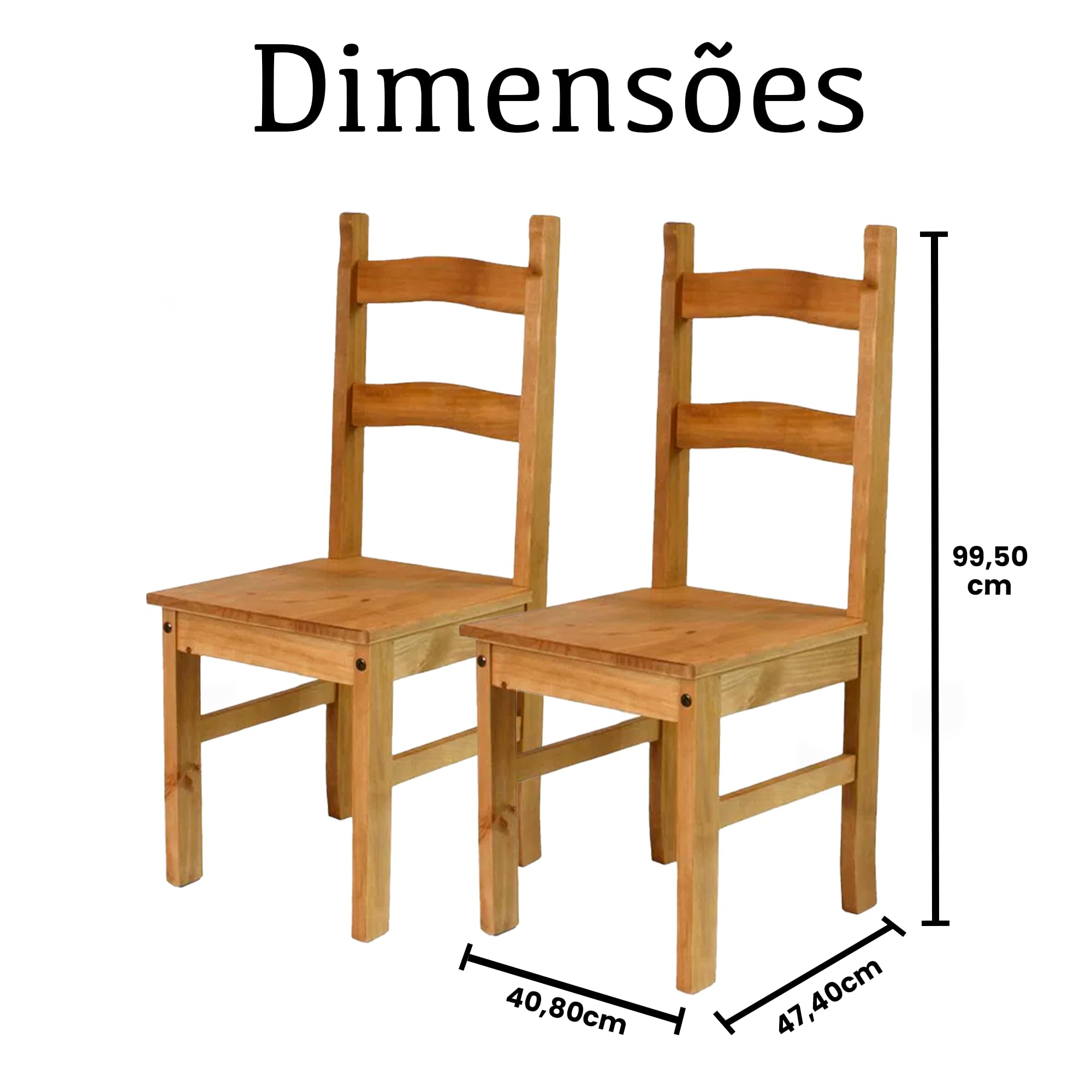 Solid Wood Dining Chairs Set of 2 - Sturdy Corona Style Furniture for Kitchen, Dining Room & Breakfast Nook - Modern Farmhouse Home Decor