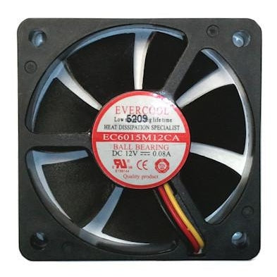 Evercool 60x60x15mm Medium Speed 12V DC Cooling Fan with 3-Pin Connector - Quiet PC Case Fan for Computer, Gaming Rig & Electronics Cooling