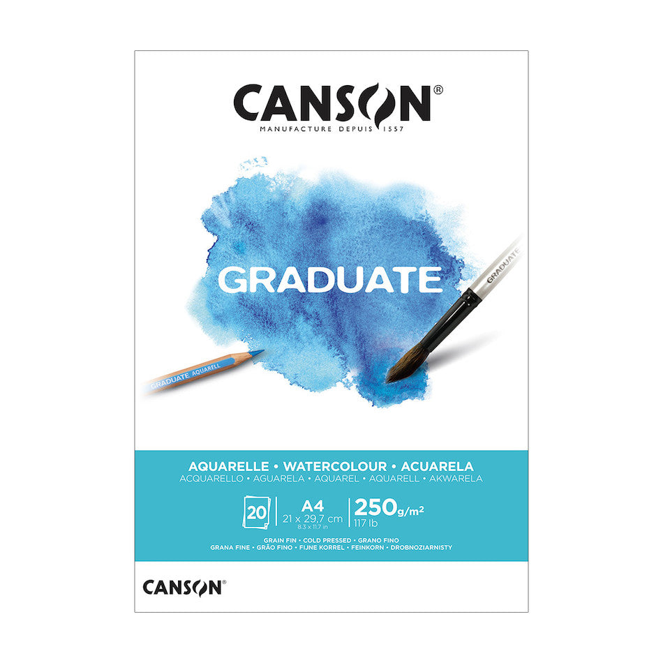 Canson Graduate Watercolor Pad A4 - 30 Sheets, 300 GSM, Cold Pressed Paper for Artists & Students - Perfect for Watercolor Painting, Sketching & Mixed Media Art Projects
