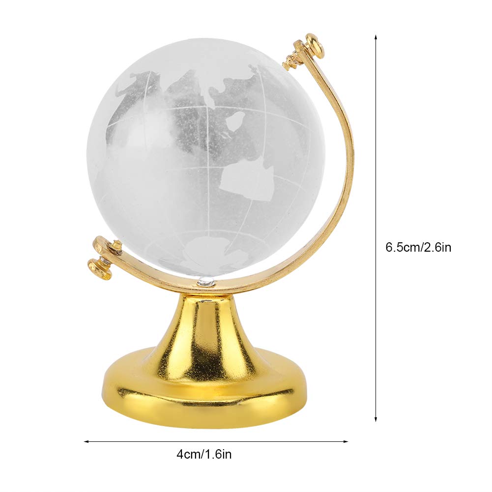 3D Crystal World Globe Ball - Mini Glass Desk Sphere with Clear World Map, Home & Office Decoration, Creative Birthday/Wedding/Memorial Gift, Gold Desktop Ornament - Perfect for Gifting, Travel Enthusiasts & Geography Lovers