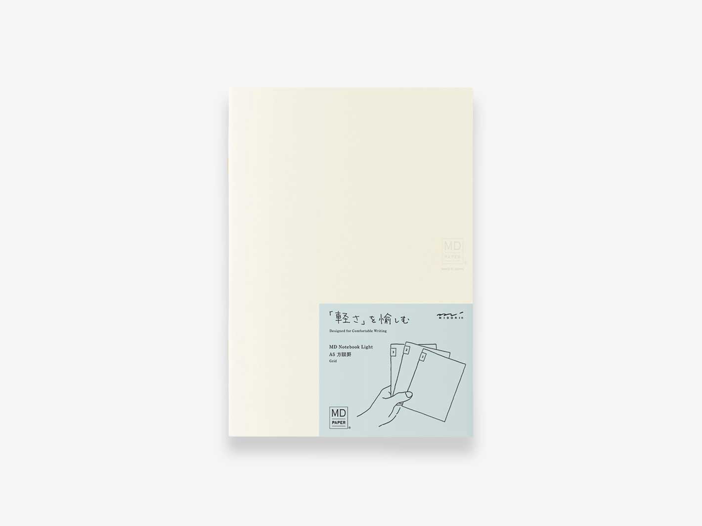 Midori MD Notebook Light A5 Grid Journal - 3 Pack Set for Writing, Sketching & Note Taking - Perfect for Artists, Students & Office Use