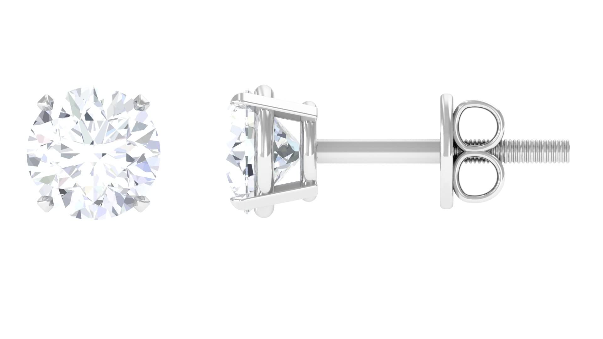 1 CT Round Cut Moissanite Stud Earrings for Women - 14K Solid Gold Certified Solitaire Earrings | Perfect for Everyday Wear, Gift Giving & Special Occasions