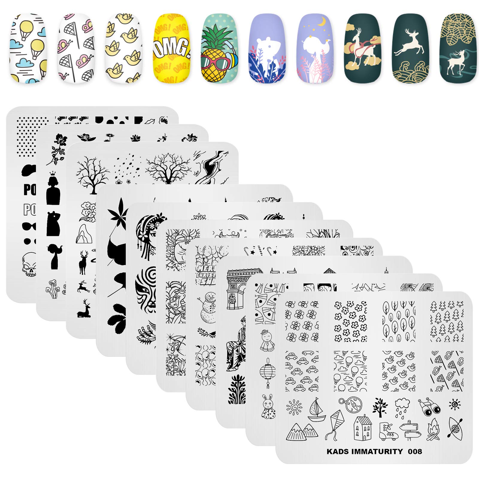 10Pcs Nail Stamp Plates Set - Floral, Animal & Chinese Style Nail Art Stamping Templates for DIY Manicure | Perfect for Home, Salon & Party Nail Designs