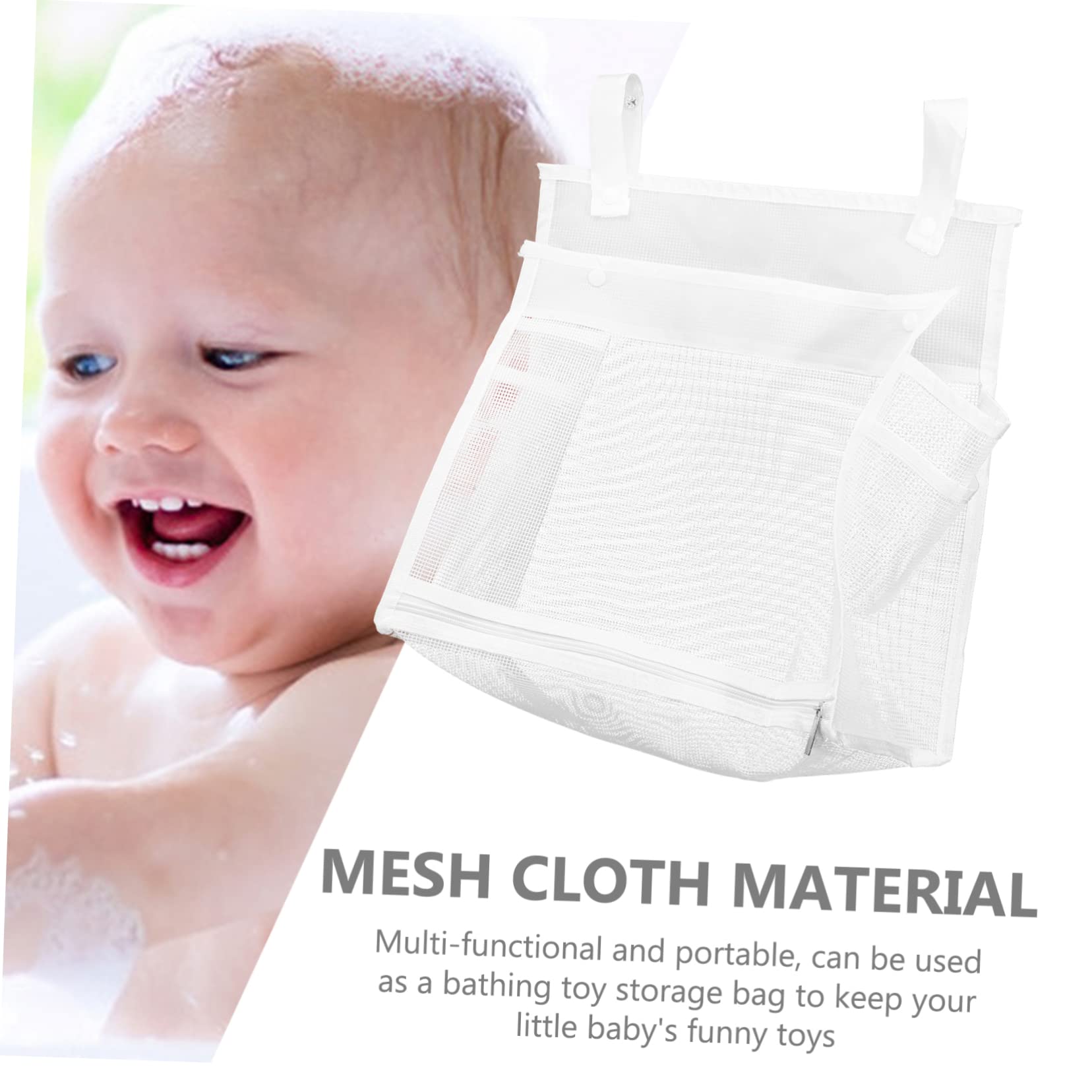 UPKOCH 3-Piece Bath Toy Organizer Set - Mesh Storage Bags for Kids Bath Toys, Durable Waterproof Toy Net for Bathtub Organization (White) - Perfect for Baby Bath Time & Nursery Toy Storage