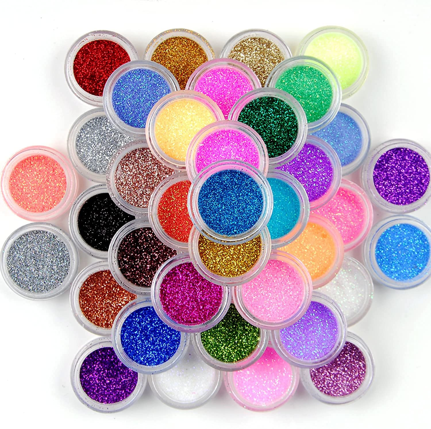 45 Colors Highly Pigmented Eyeshadow & Nail Art Glitter Powder Set - Professional Makeup Kit for Party, Halloween, Cosplay & Special Occasions