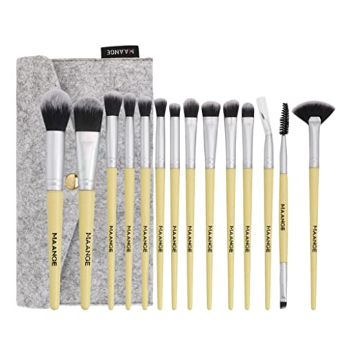 14-Piece Professional Makeup Brush Set - Powder, Foundation, Eyeshadow, Blush & Mascara Brushes with Silver Handles | Perfect for Everyday Makeup, Contouring & Professional Makeup Artists