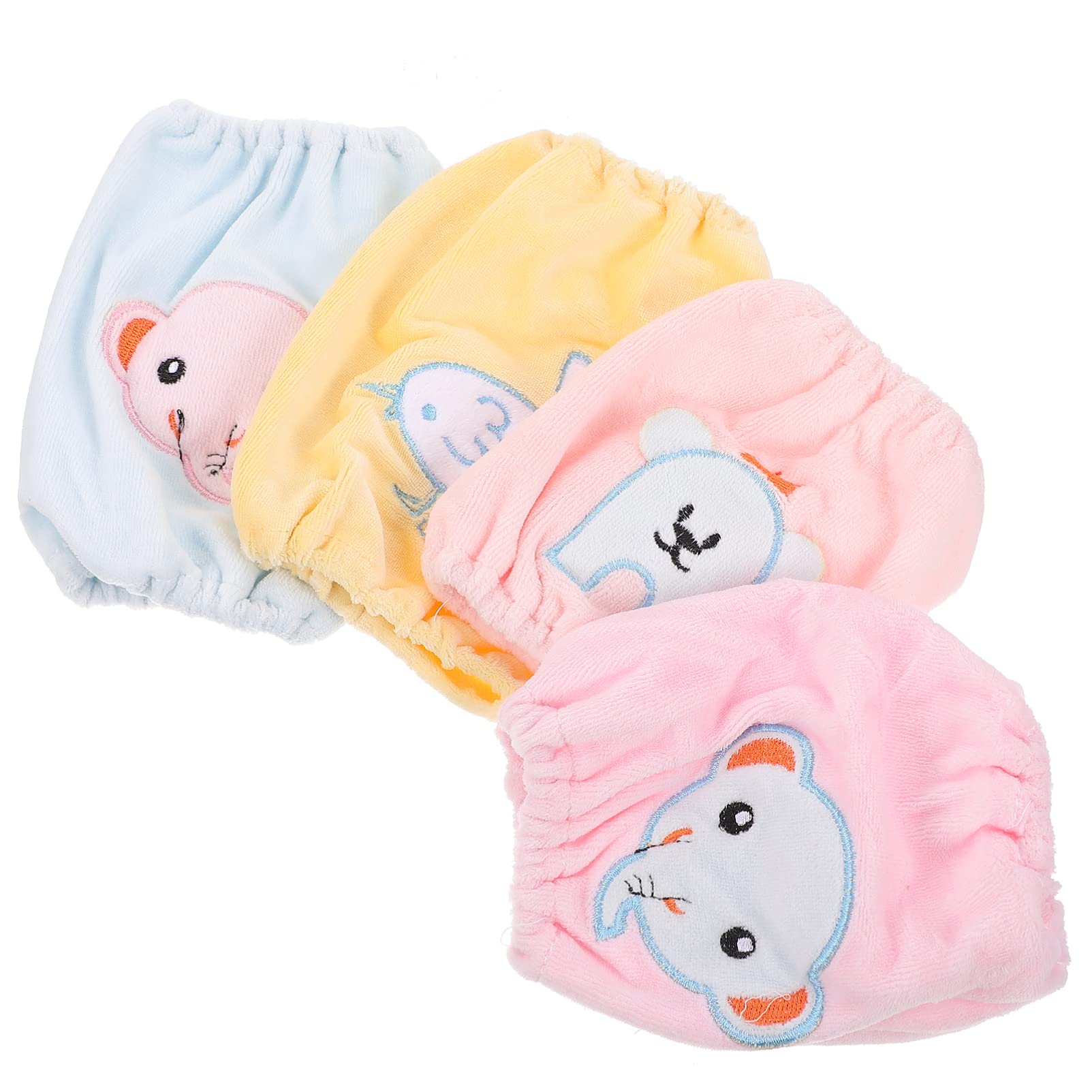 Healifty 4 Pairs Warm Cartoon Plush Arm Sleeves for Kids - Reusable Oversleeve Covers with Elastic Cuffs for Painting, Art & Crafts - Mixed Color Arm Protectors for School, Play & Winter Activities