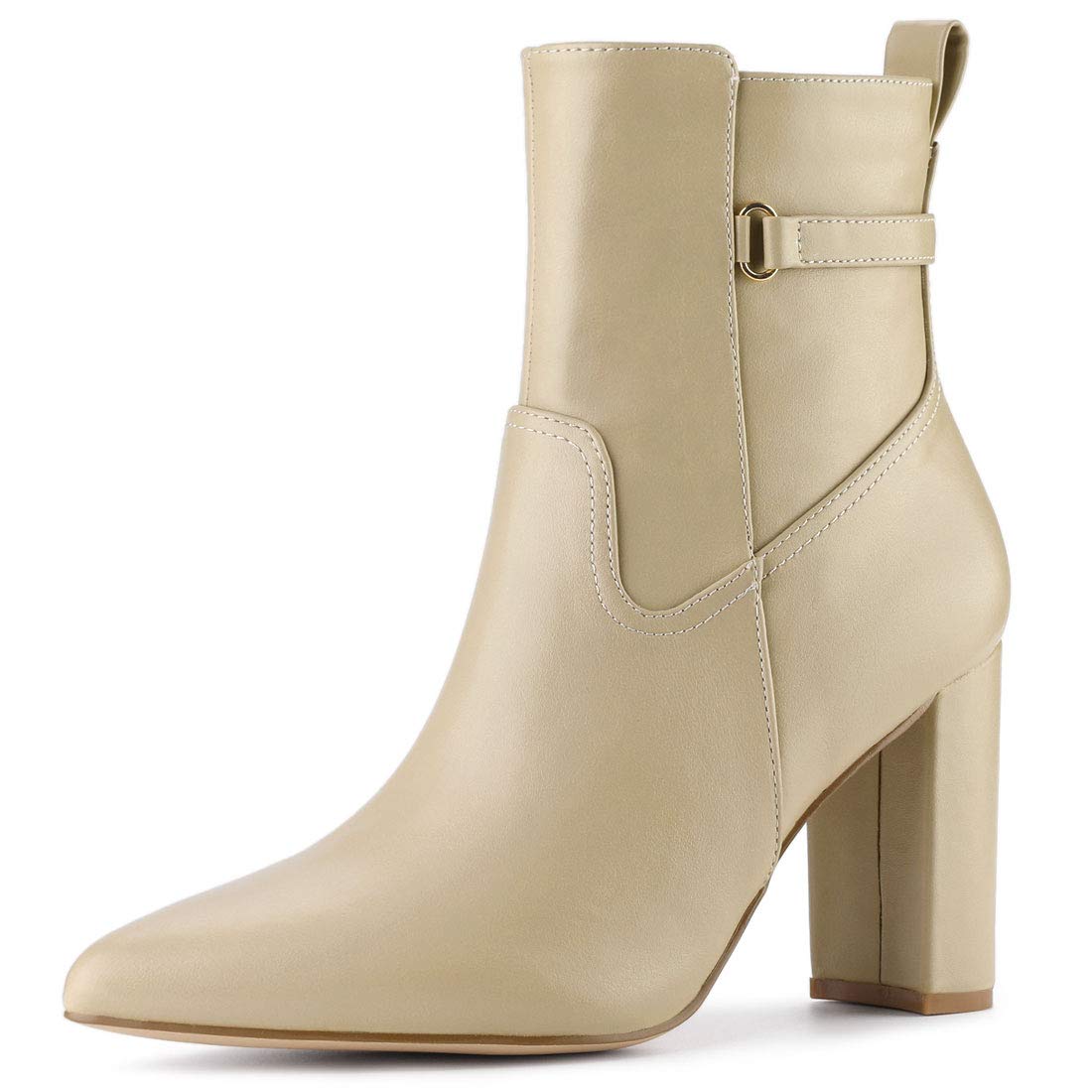 Allegra K Women's Pointed Toe Chunky High Heel Ankle Boots - Stylish Fall Winter Fashion Shoes for Office, Party & Night Out