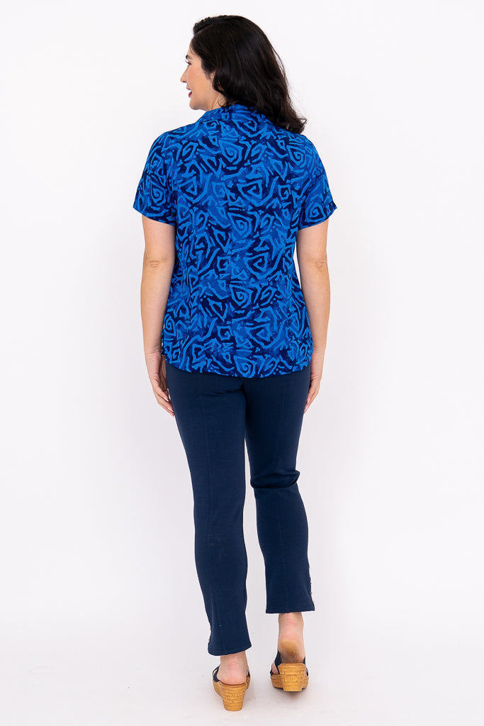 Aida Short Sleeve Top for Women - Lightweight Summer Blouse in Aqua Blue - Perfect for Casual Outings, Beach Wear, and Everyday Comfort