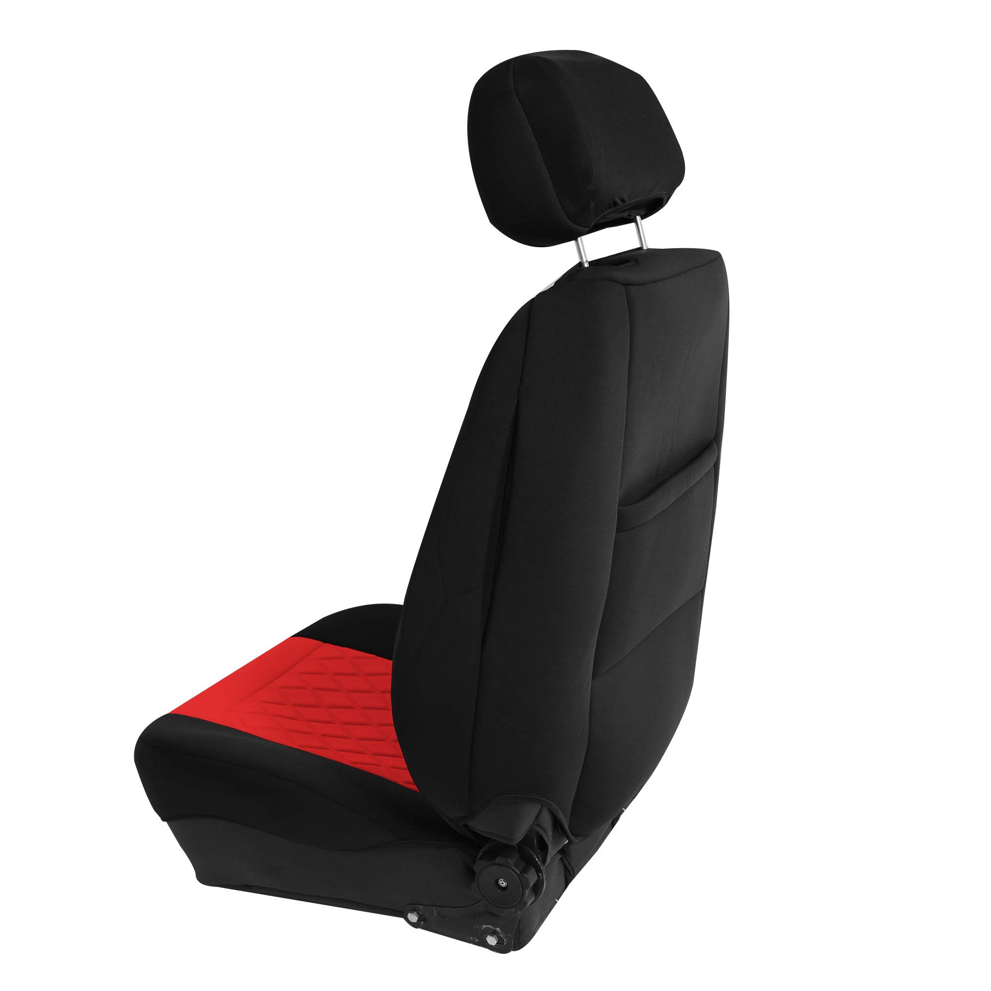 FH Group Neosupreme Car Seat Covers 2-Pack - Universal Fit Water Resistant Seat Protectors for Cars, Trucks & SUVs (Red/Black) - Perfect for Road Trips, Commuting & Pet Protection