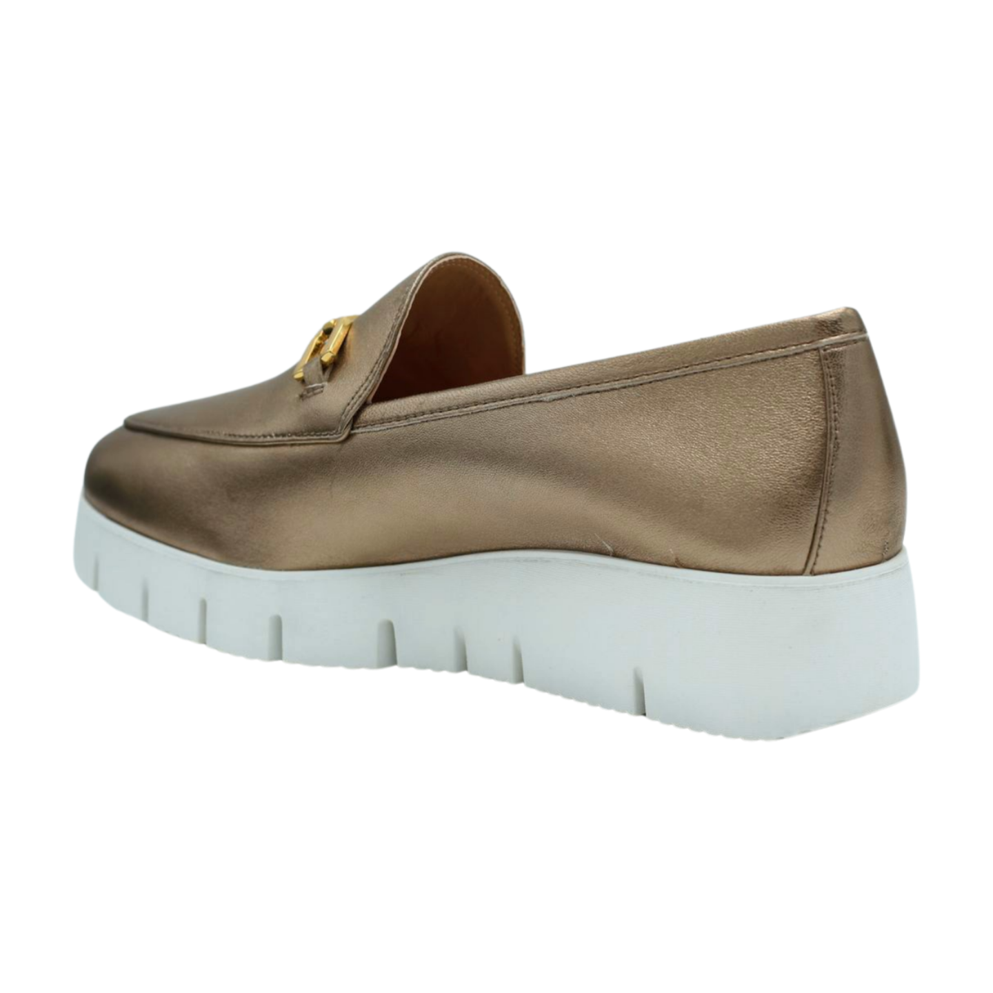 UNISA Women's Gold Leather Wedge Loafers - Comfortable Slip-On Shoes for Casual & Office Wear - Perfect for Work, Travel & Everyday Outfits
