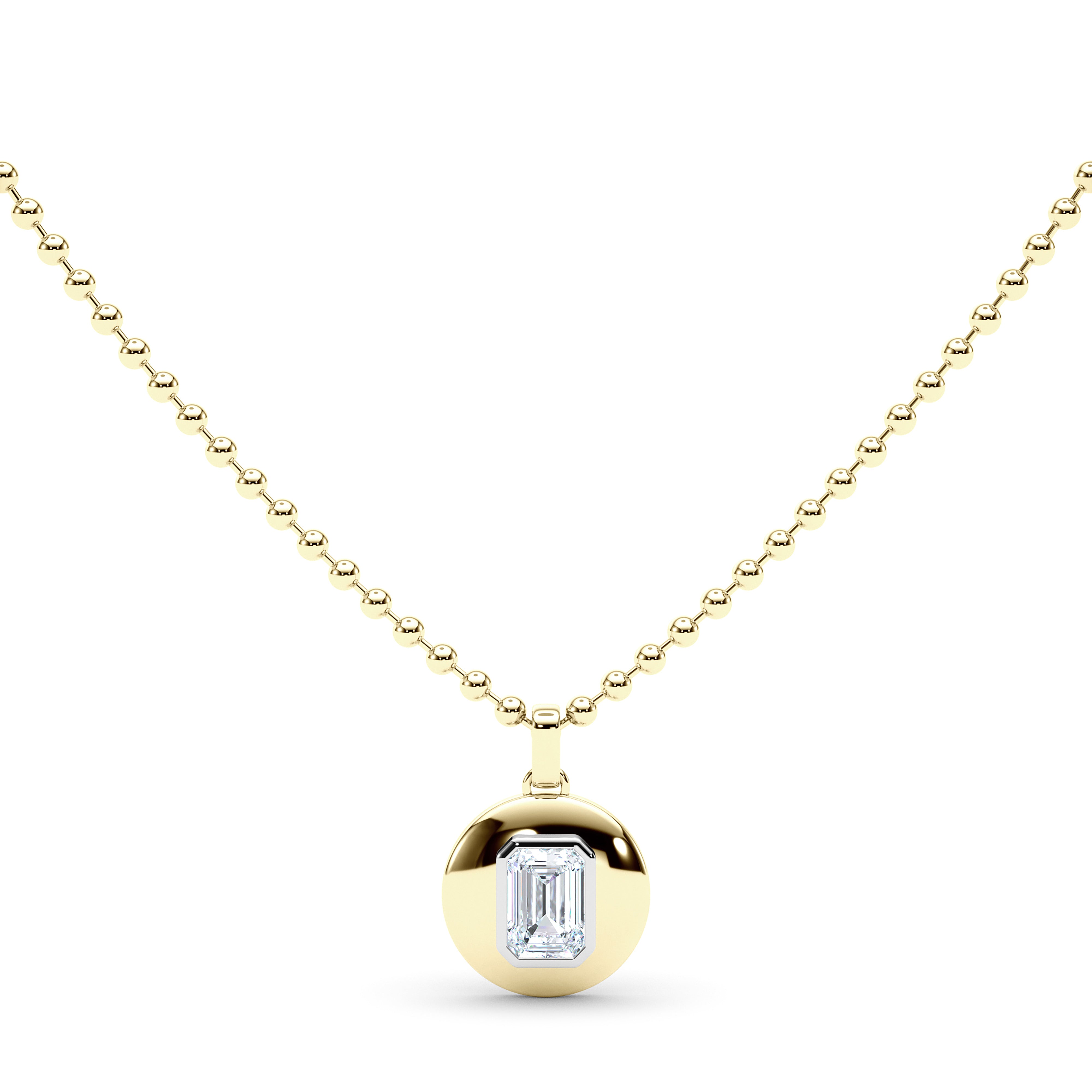 14K Gold Bezel Set Emerald Coin Pendant Necklace for Women - Elegant Jewelry Gift for Birthday, Anniversary & Special Occasions