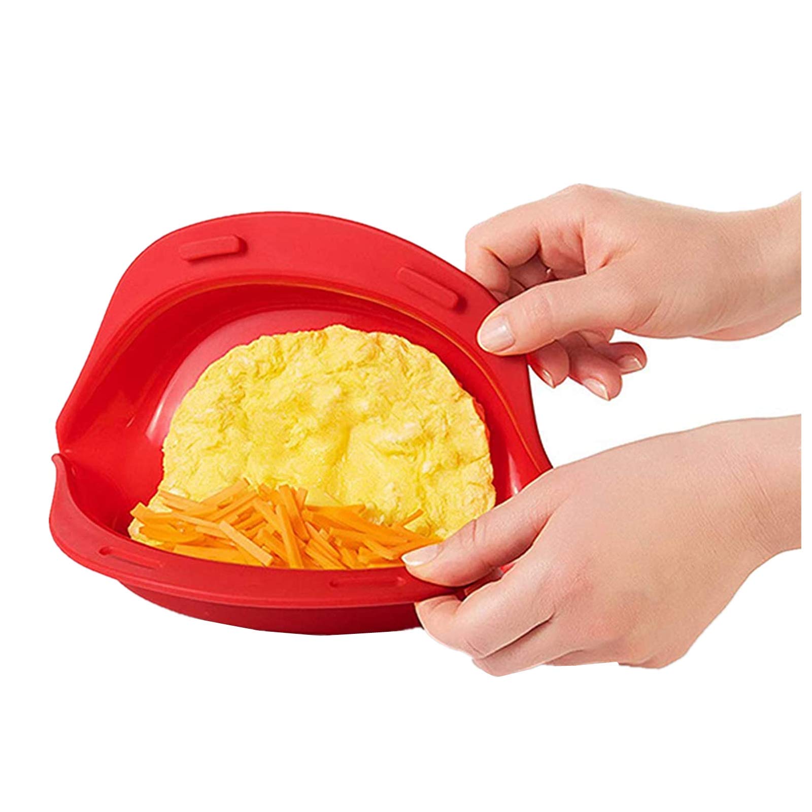 Non-Stick Silicone Omelette Maker Pan - 9.6×7.9×1.7 Inch Microwave & Oven Safe Egg Cooker for Quick Breakfast, Perfect for Egg Rolls, Pancakes & Healthy Meals - Ideal for Home, Office & Camping Cooking