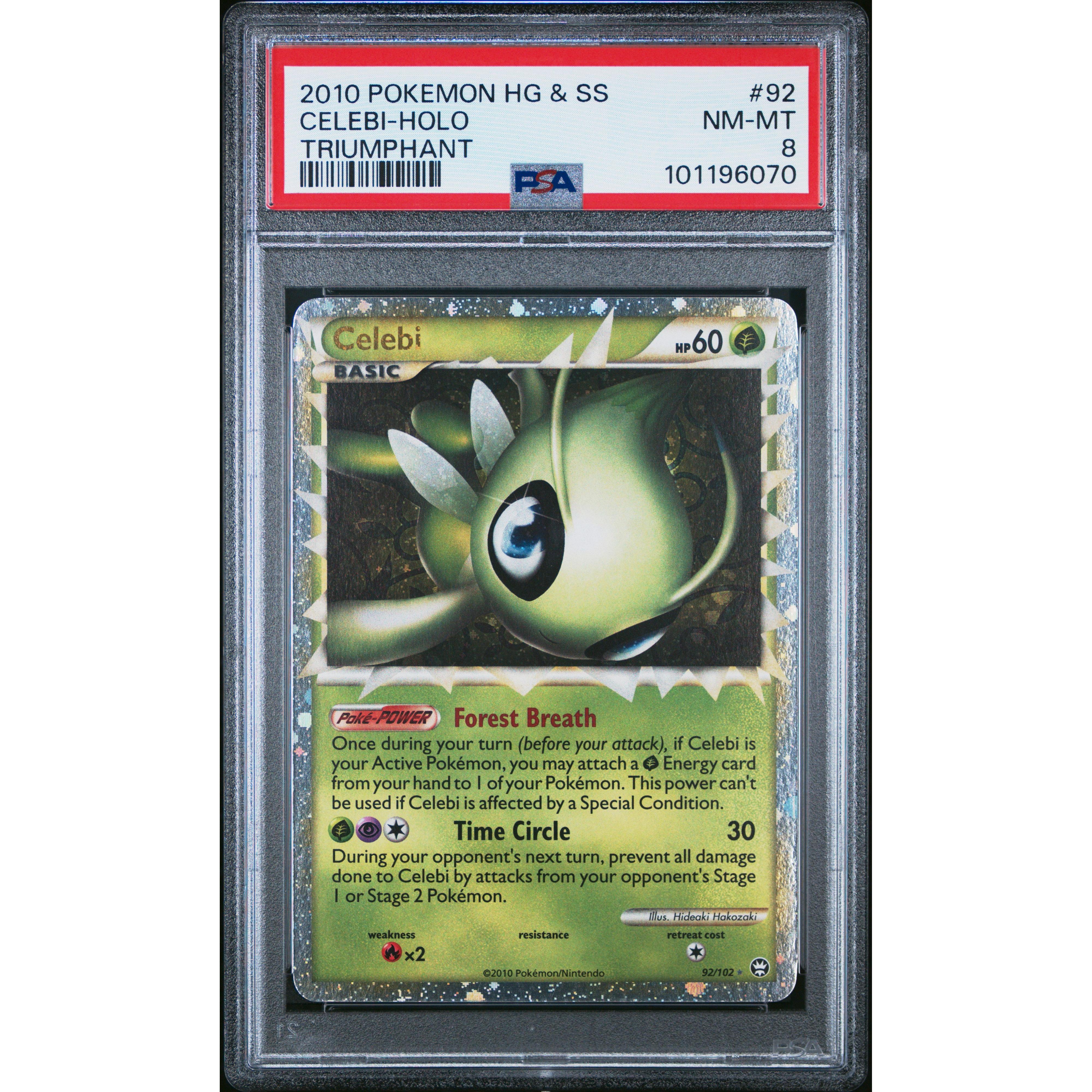 2010 Pokemon Triumphant Celebi Holo 92/102 PSA 8 Graded Card - Rare Collectible for Pokemon TCG Fans & Investors | Perfect for Gaming, Trading, and Display