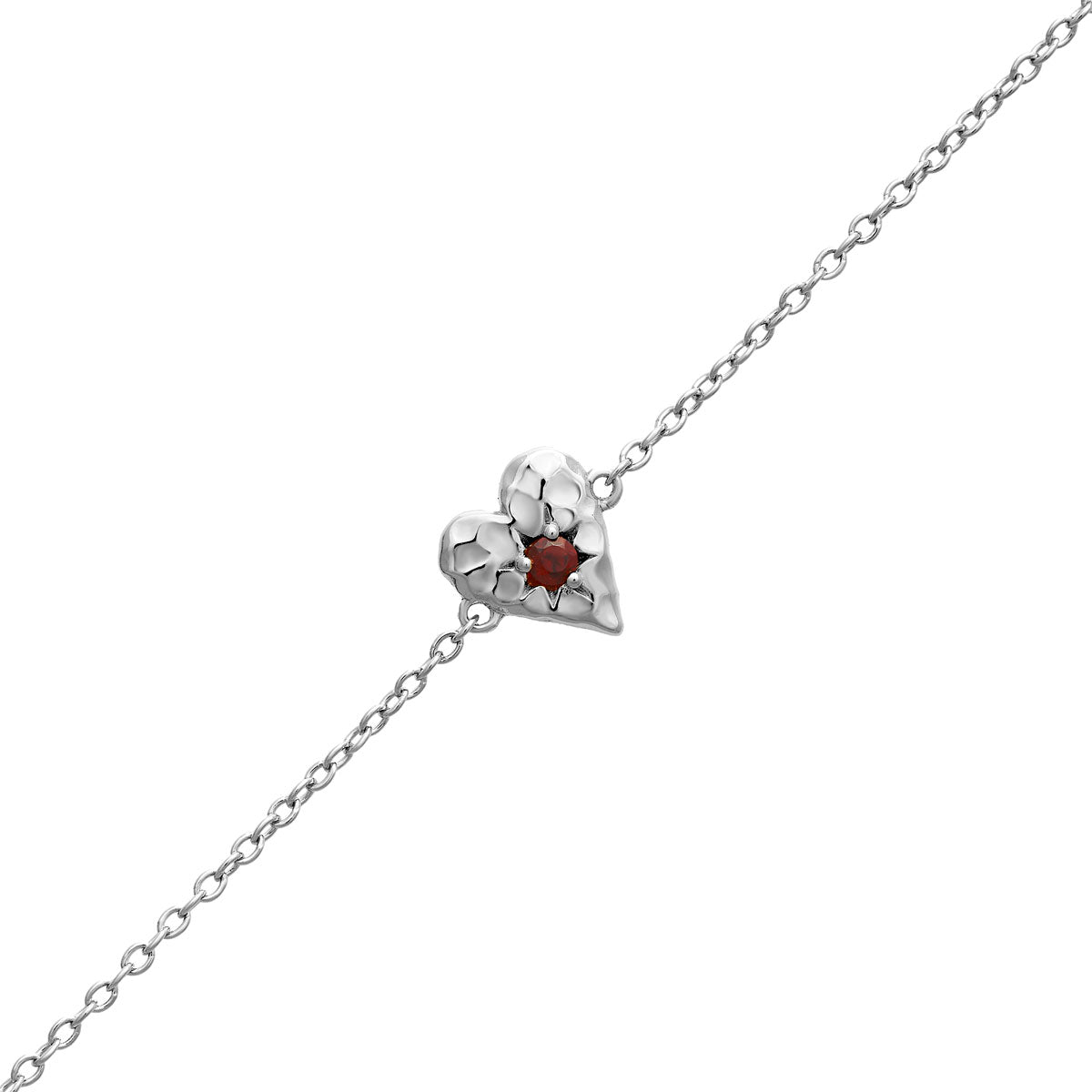 Love Heart Garnet Bracelet for Women - Genuine Garnet Stone Beaded Bracelet, Adjustable Elastic String, Elegant Jewelry Gift for Valentine's Day, Anniversary & Special Occasions | Perfect for Daily Wear, Date Nights & Gifting