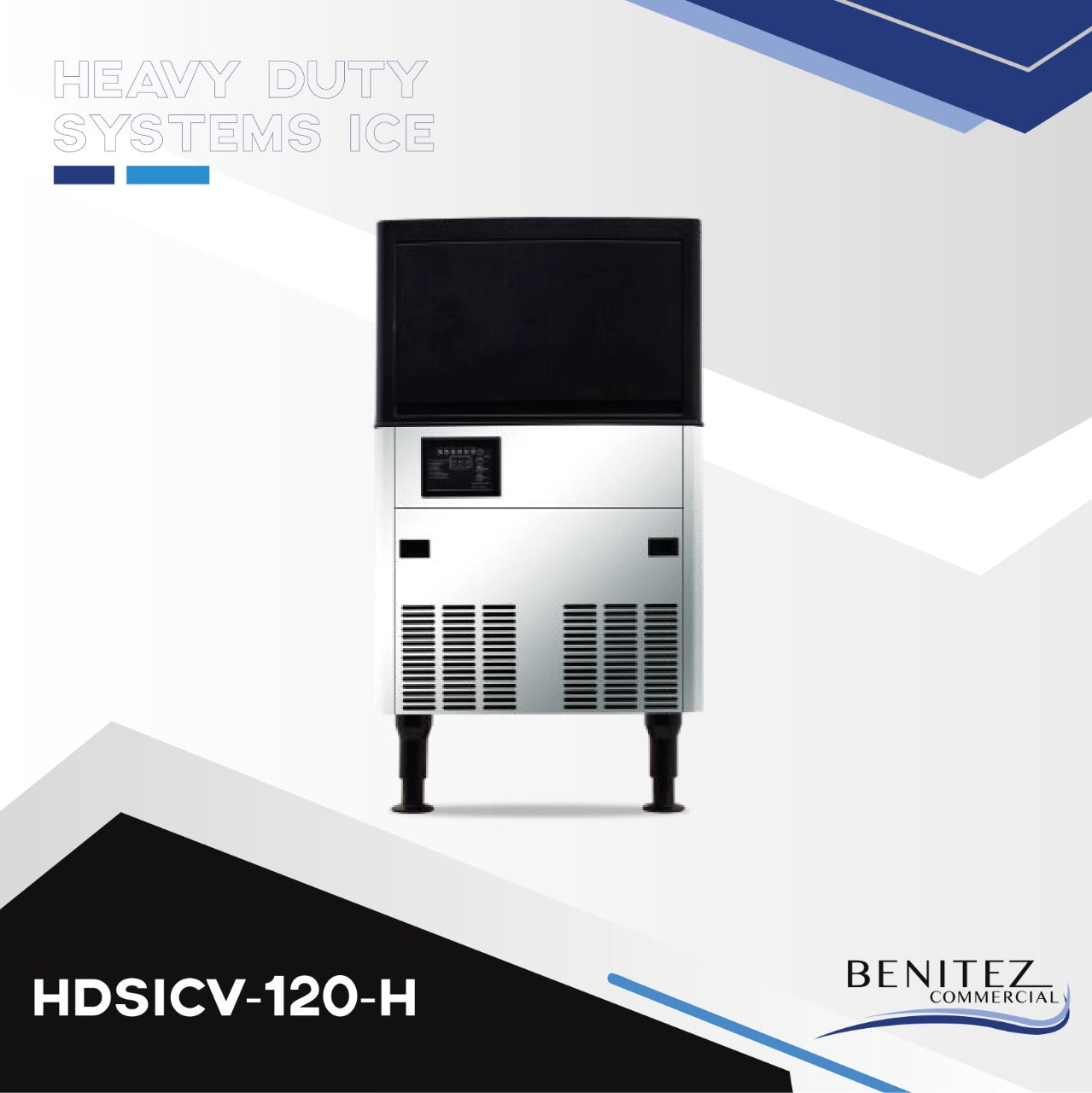 Heavy Duty Systems HDSICV-120-H Commercial Ice Maker Machine - High Capacity 120L/Day for Restaurants, Bars, and Catering Services