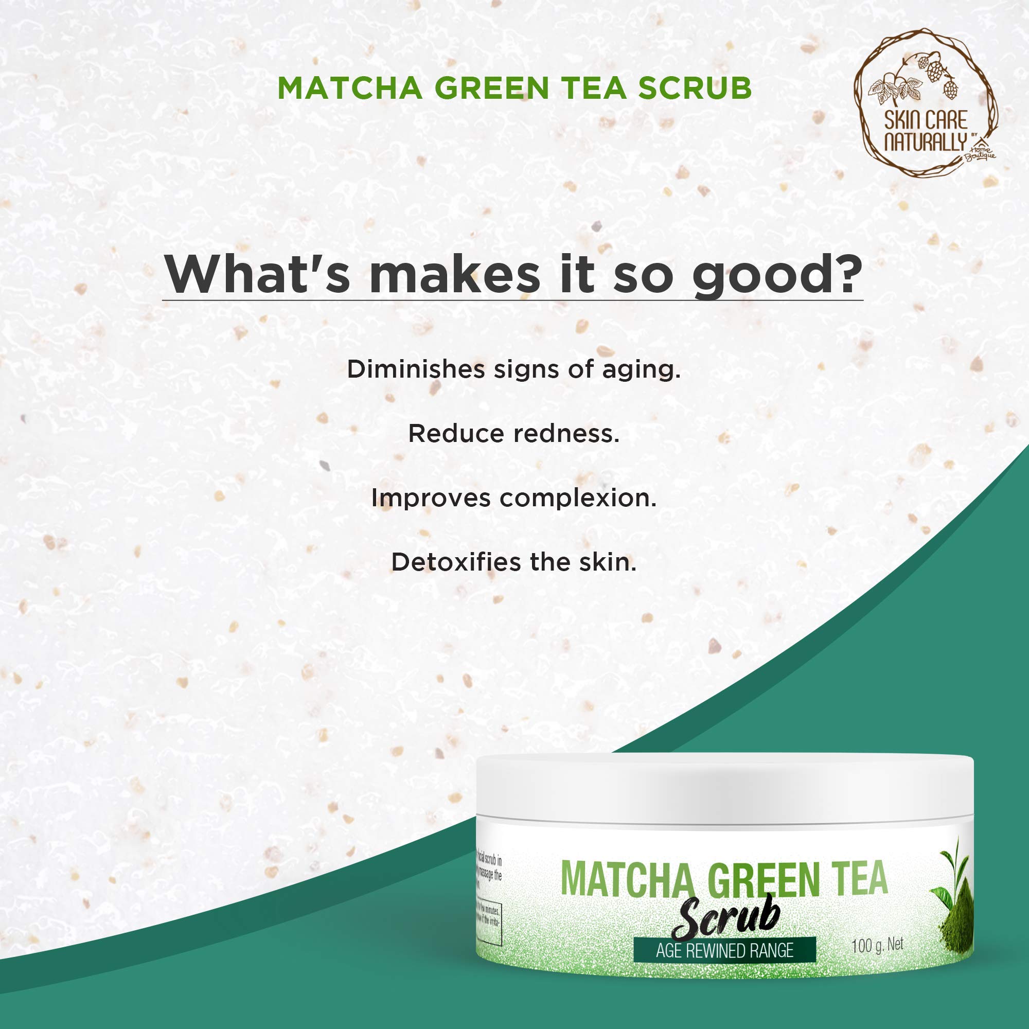 Age Rewind Matcha Green Tea Scrub - Skin Refining & Brightening Facial Exfoliator (100g) | Organic Skincare for Glowing Complexion | Perfect for Daily Use & Spa Nights