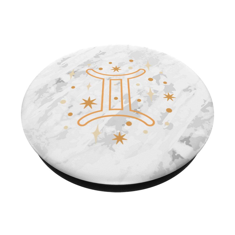 Zodiac Gemini White PopSockets PopGrip - Interchangeable Phone & Tablet Stand with Swappable Top for Customization | Perfect for Daily Use, Travel, and Hands-Free Video Calls