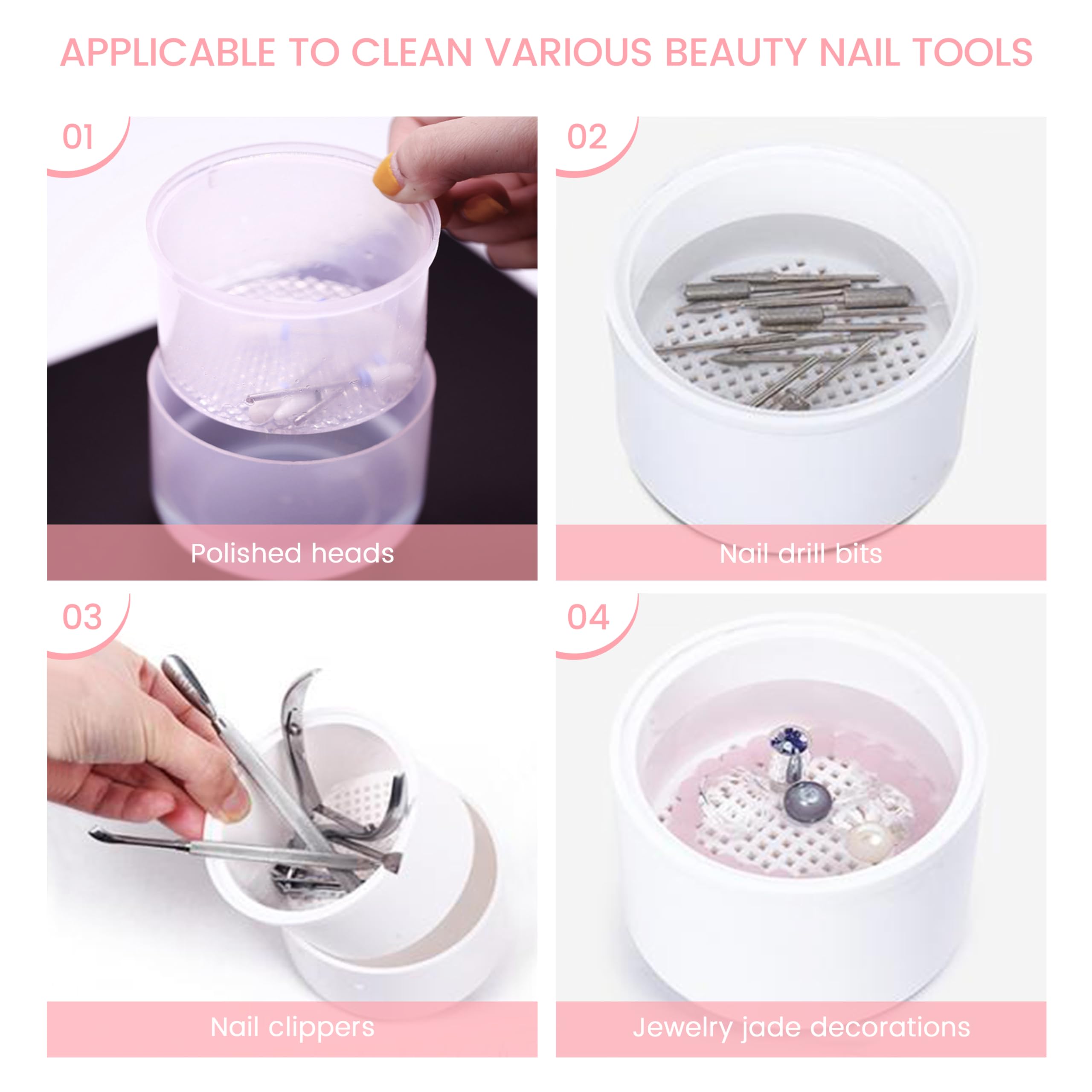 Professional Nail Art Tools Cleaner Storage Box - Organize Nail Drill Bits, Clippers, Cutters & Tweezers with Alcohol Soaking Cleaner | Portable Nail Salon Accessories Case for Home & Travel (Blue)