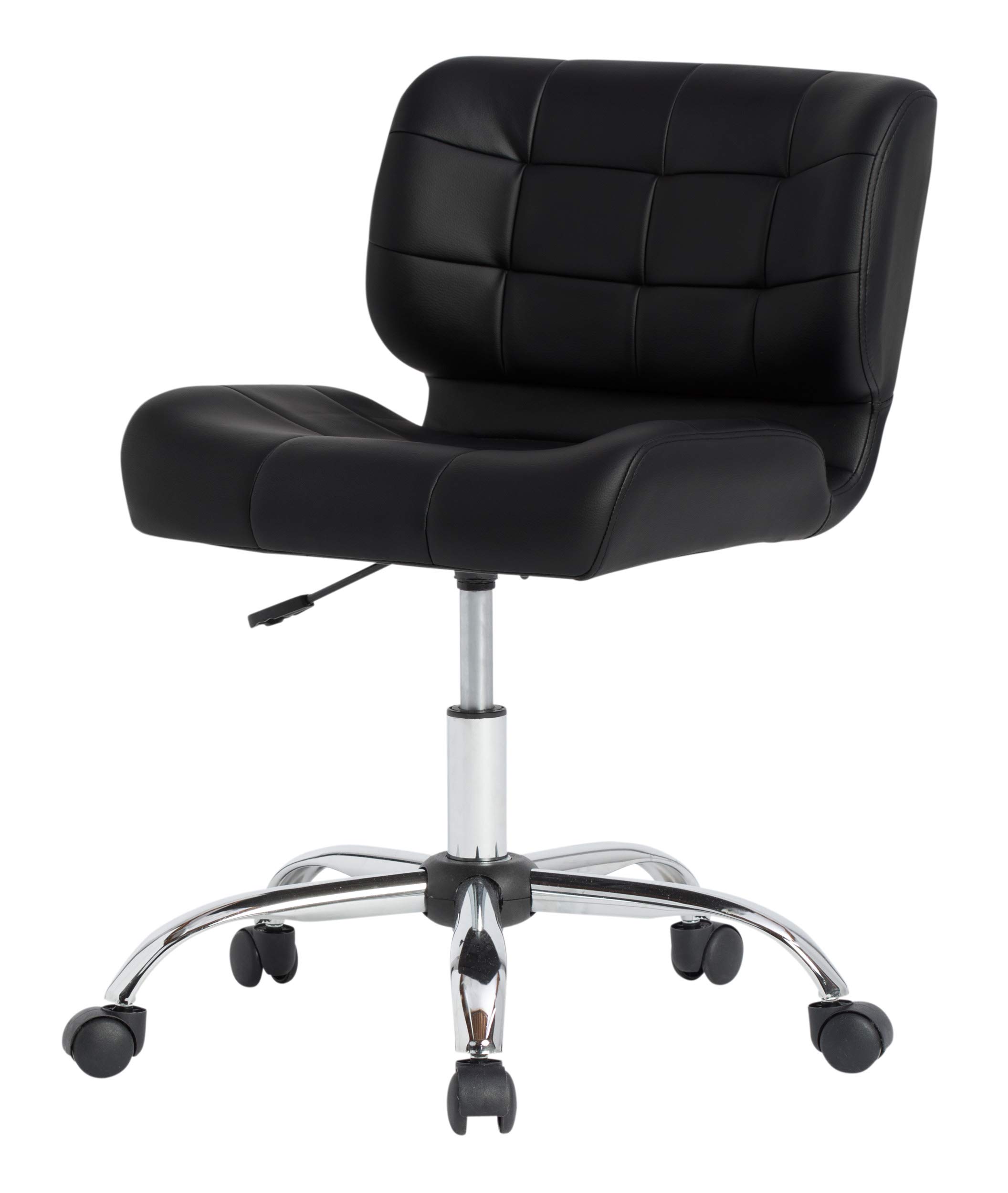Modern Black Crest Armless Office Chair - Swivel Task Chair for Desk & Computer Work - Ergonomic Design for Home & Office Use - Calico Designs