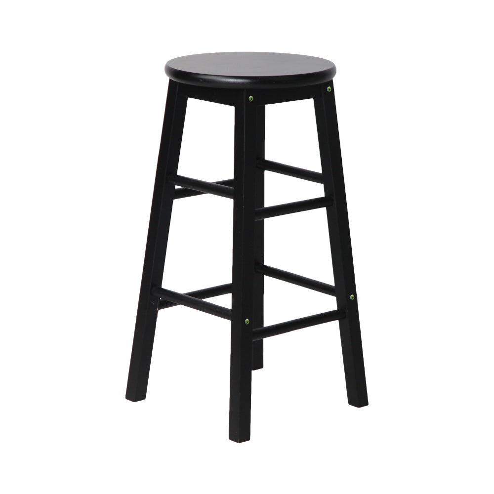 2 Pack Black Wooden Bar Stools with Round Seats - Perfect for Kitchen Island, Breakfast Nook & Home Bar Decor